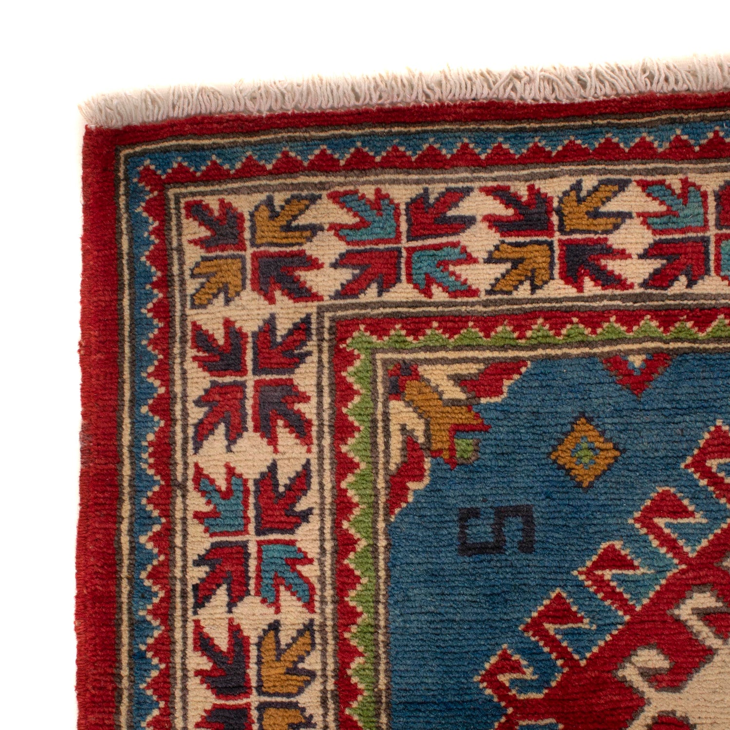 Kazak Rug Handmade Blue Medallion 3x5 ft
