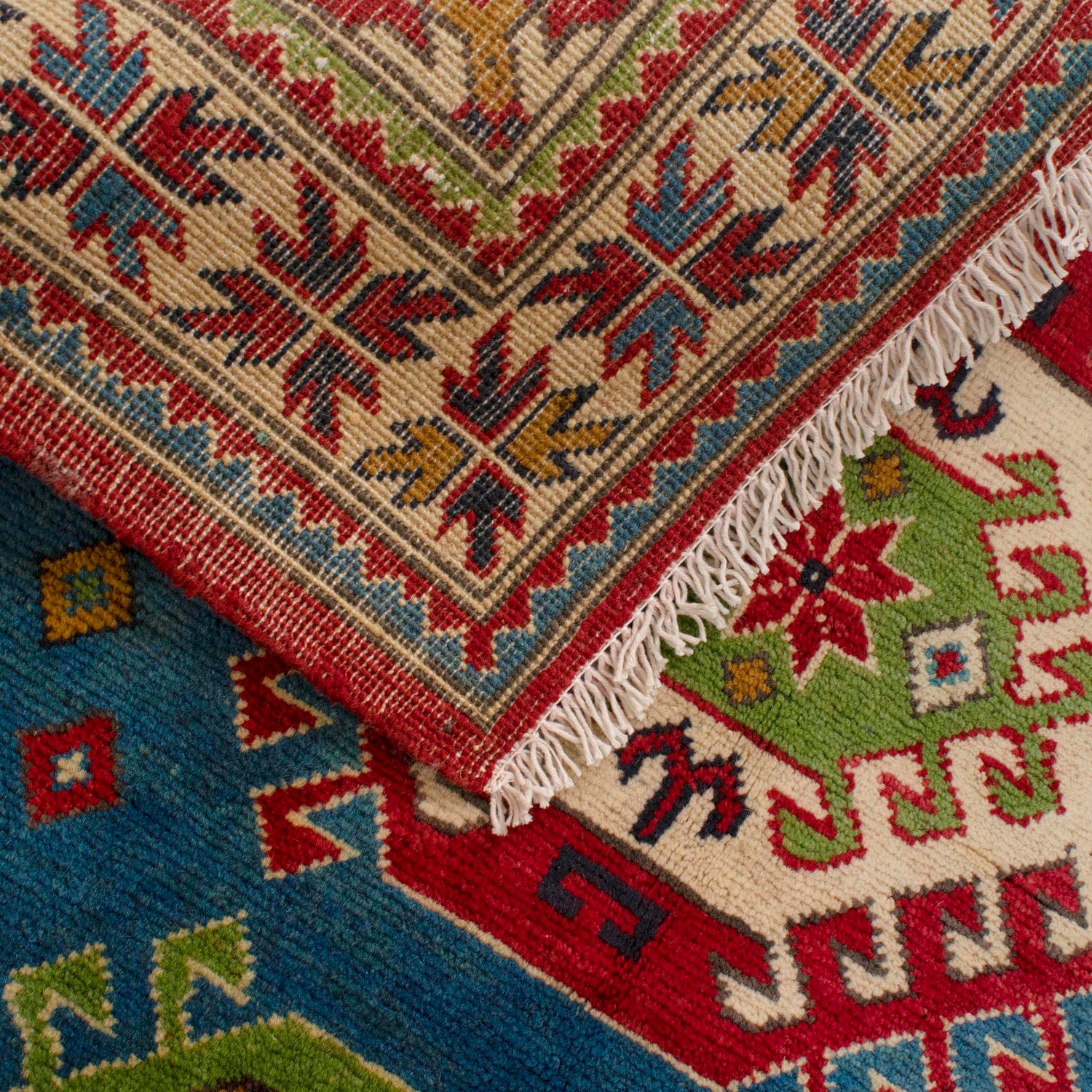Kazak Rug Handmade Blue Medallion 3x5 ft