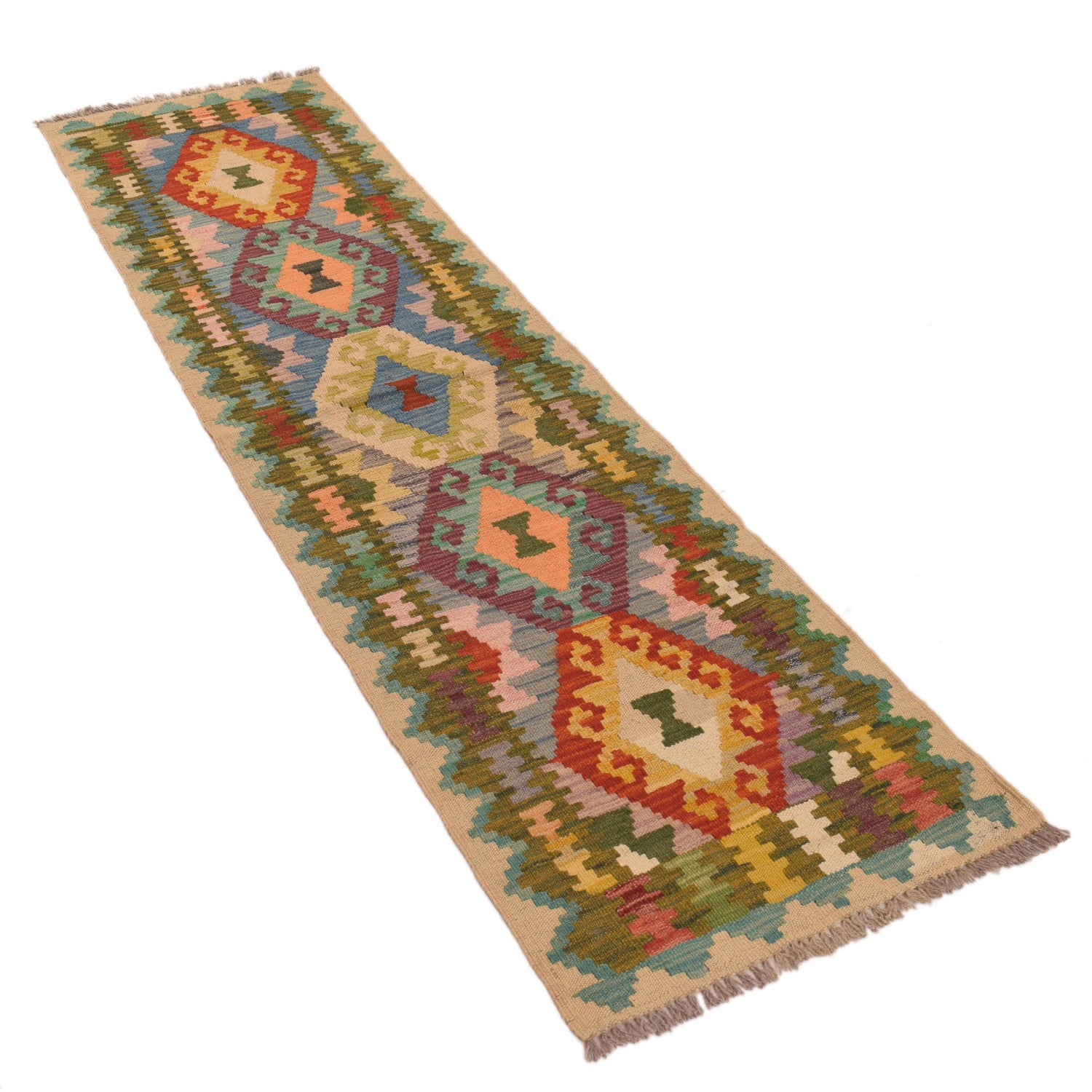 Handmade Multi Kilim Geometric 6' Runner