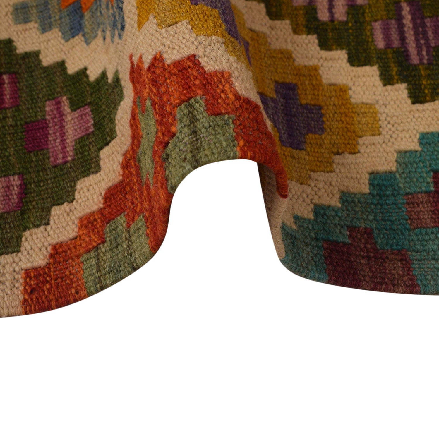 Handmade Multi Kilim Geometric 10' Runner