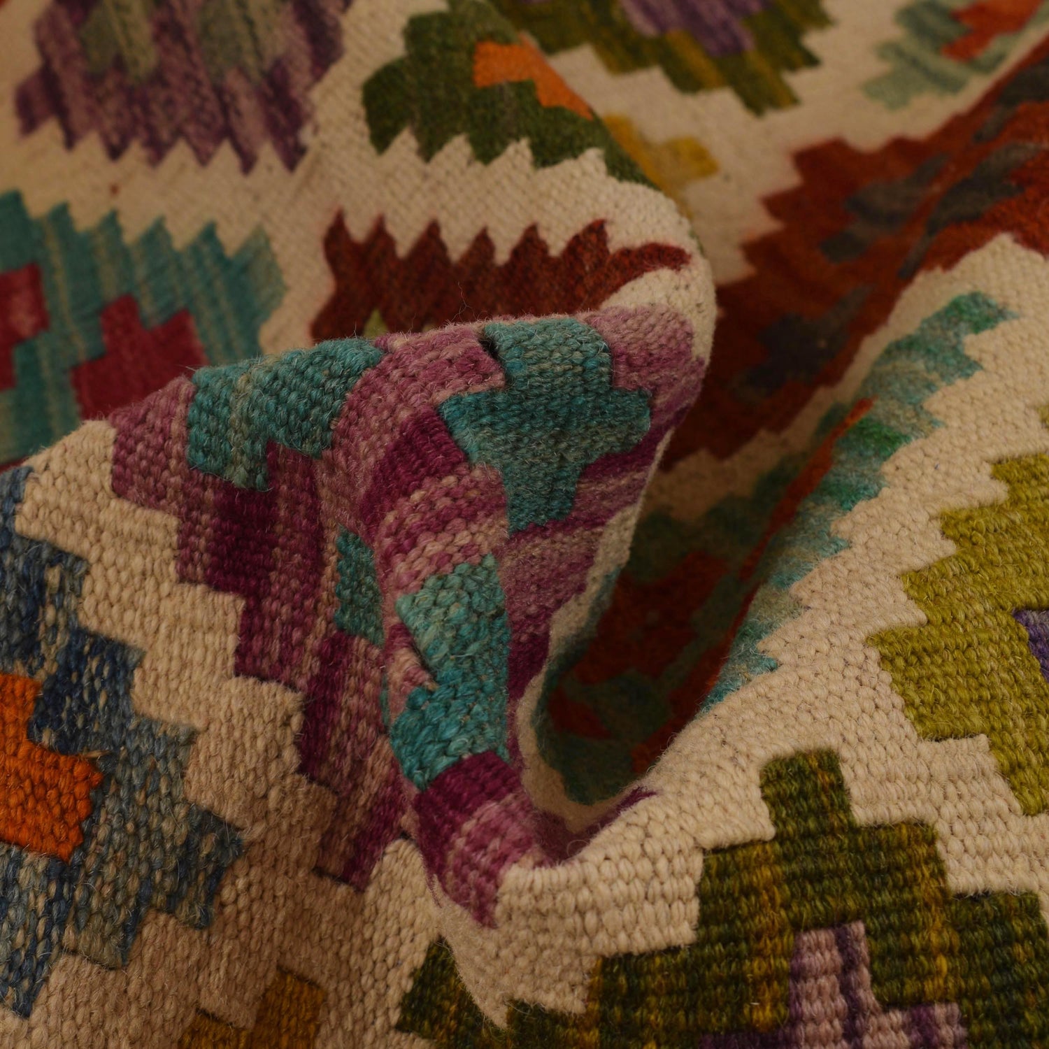 Handmade Multi Kilim Geometric 10' Runner