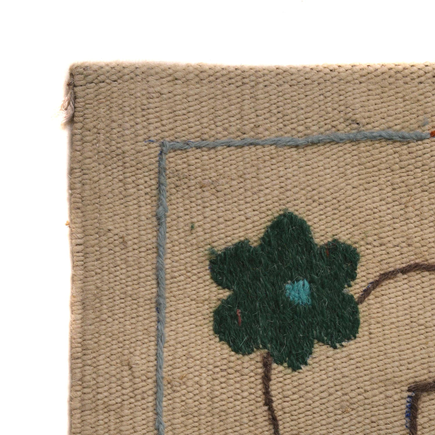 Embroidery Kilim Area Rug Handmade Beige Animal 5x8 ft