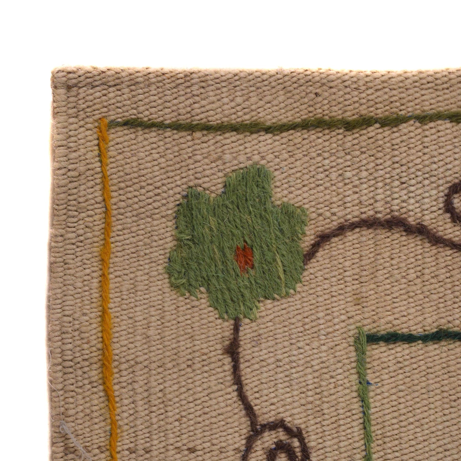 Embroidery Kilim Area Rug Handmade Beige Animal 5x8 ft
