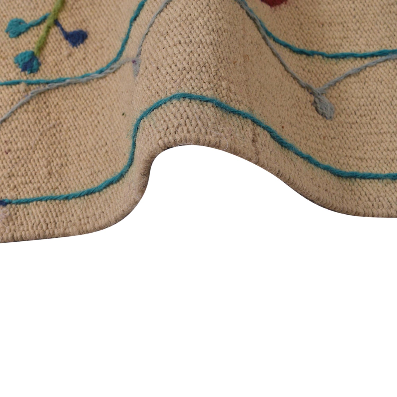Embroidery Kilim Area Rug Handmade Beige Animal 5x8 ft