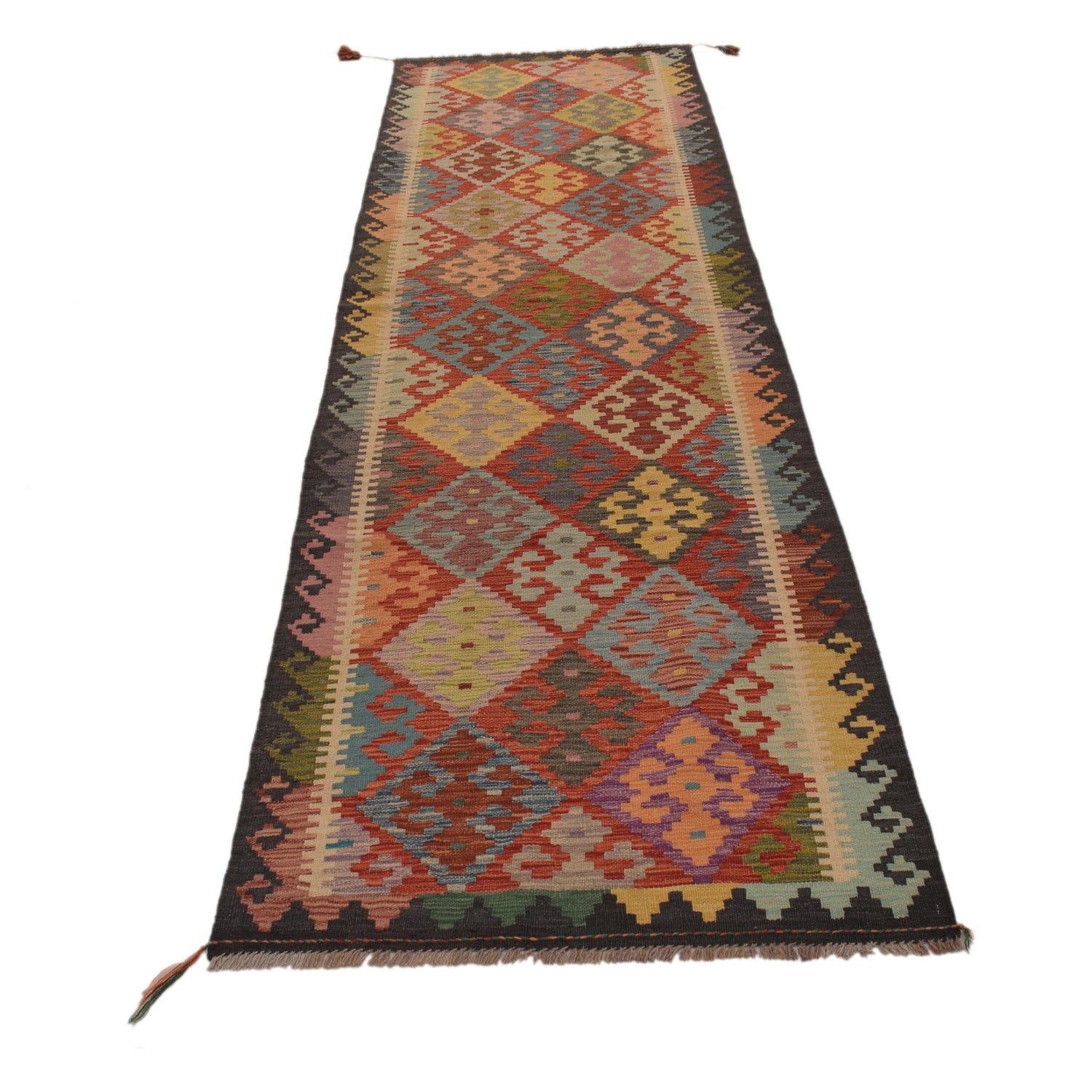 Handmade Multi Kilim Geometric 10' Runner