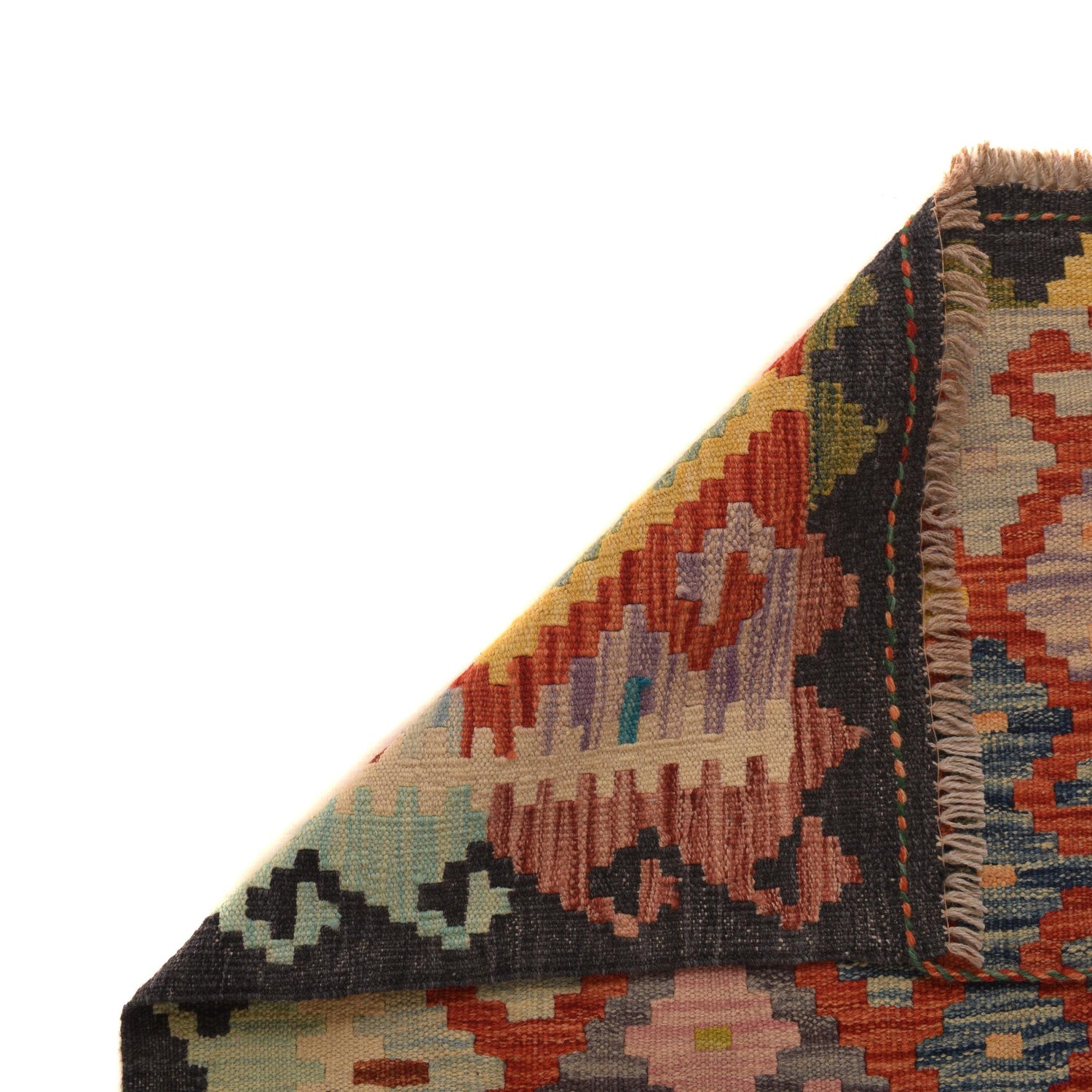 Handmade Multi Kilim Geometric 10' Runner