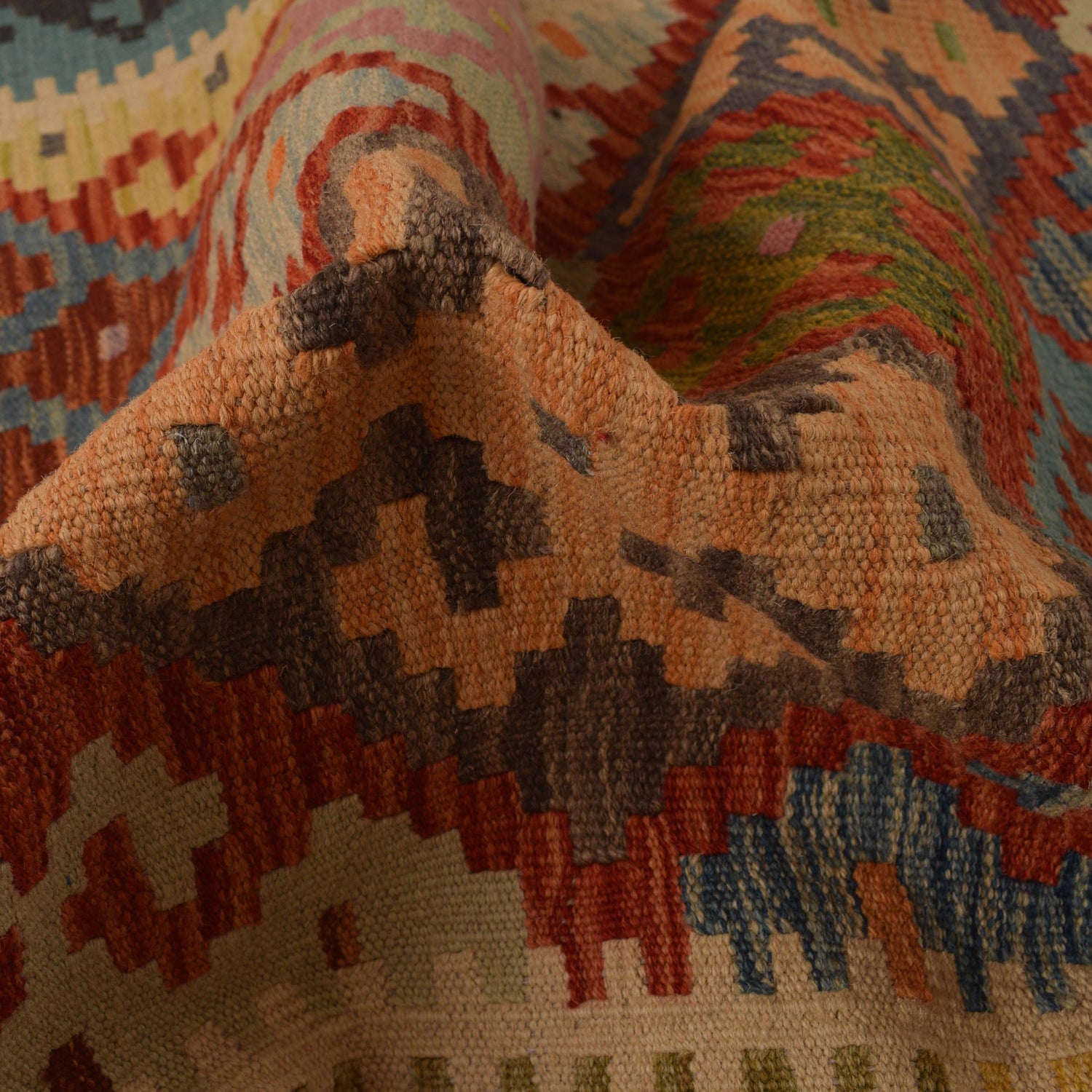 Handmade Multi Kilim Geometric 10' Runner
