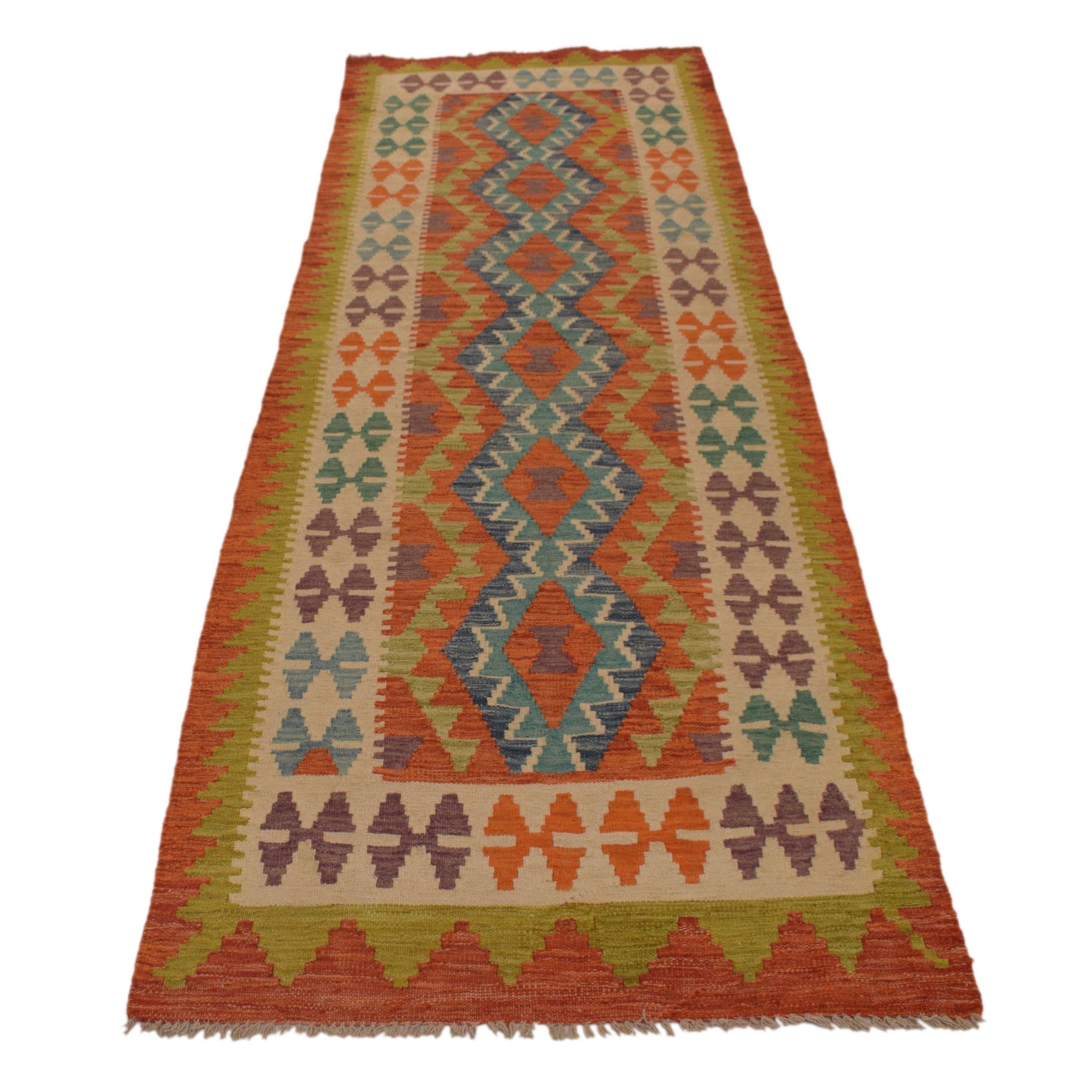 Handmade Multi Kilim Geometric 10' Runner