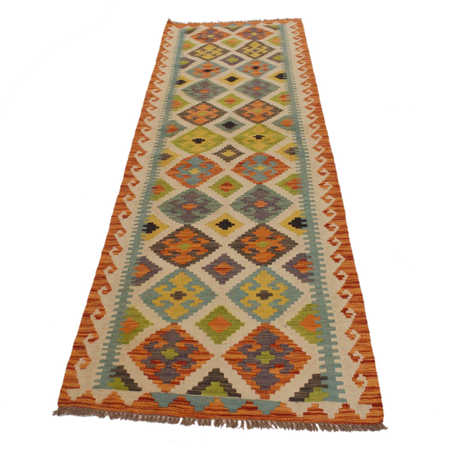 Handmade Multi Kilim Geometric 10' Runner