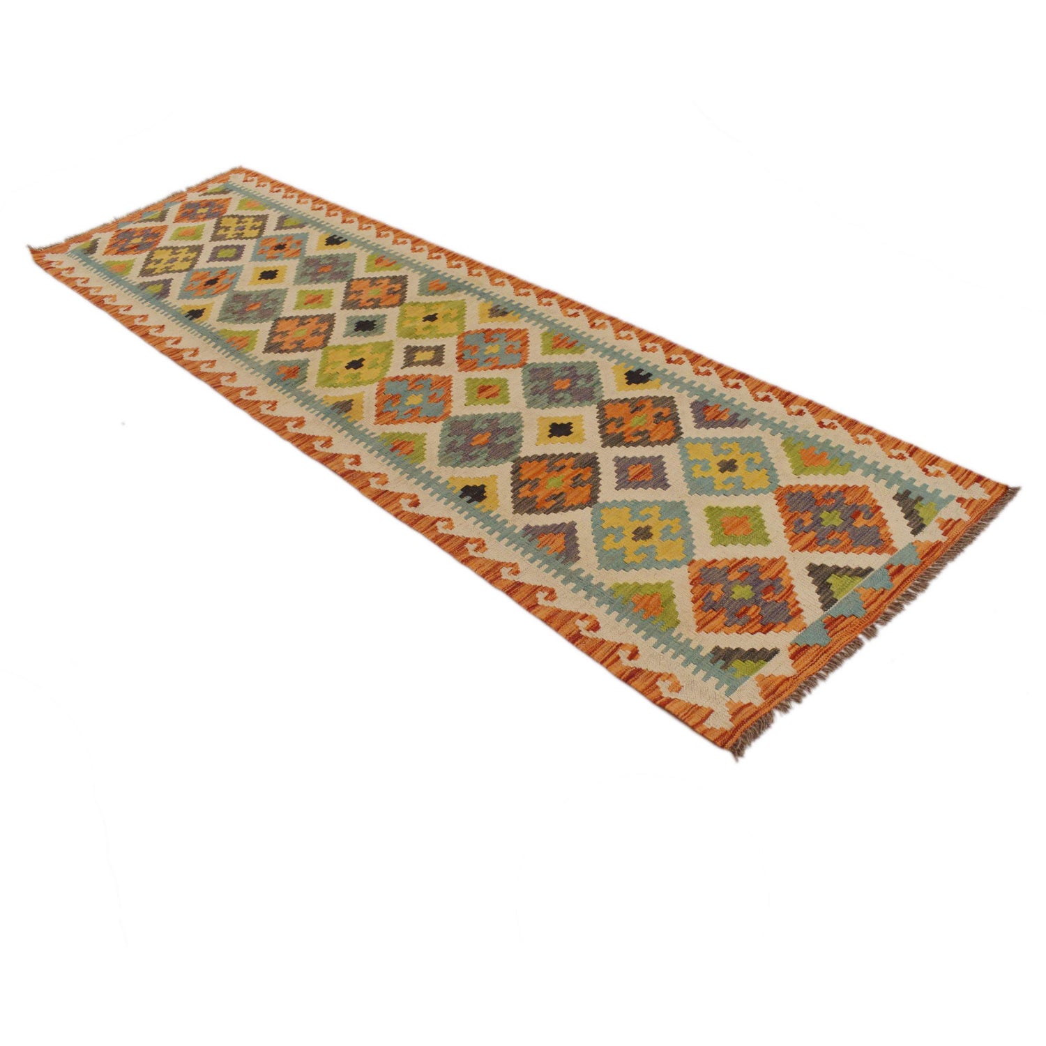 Handmade Multi Kilim Geometric 10' Runner
