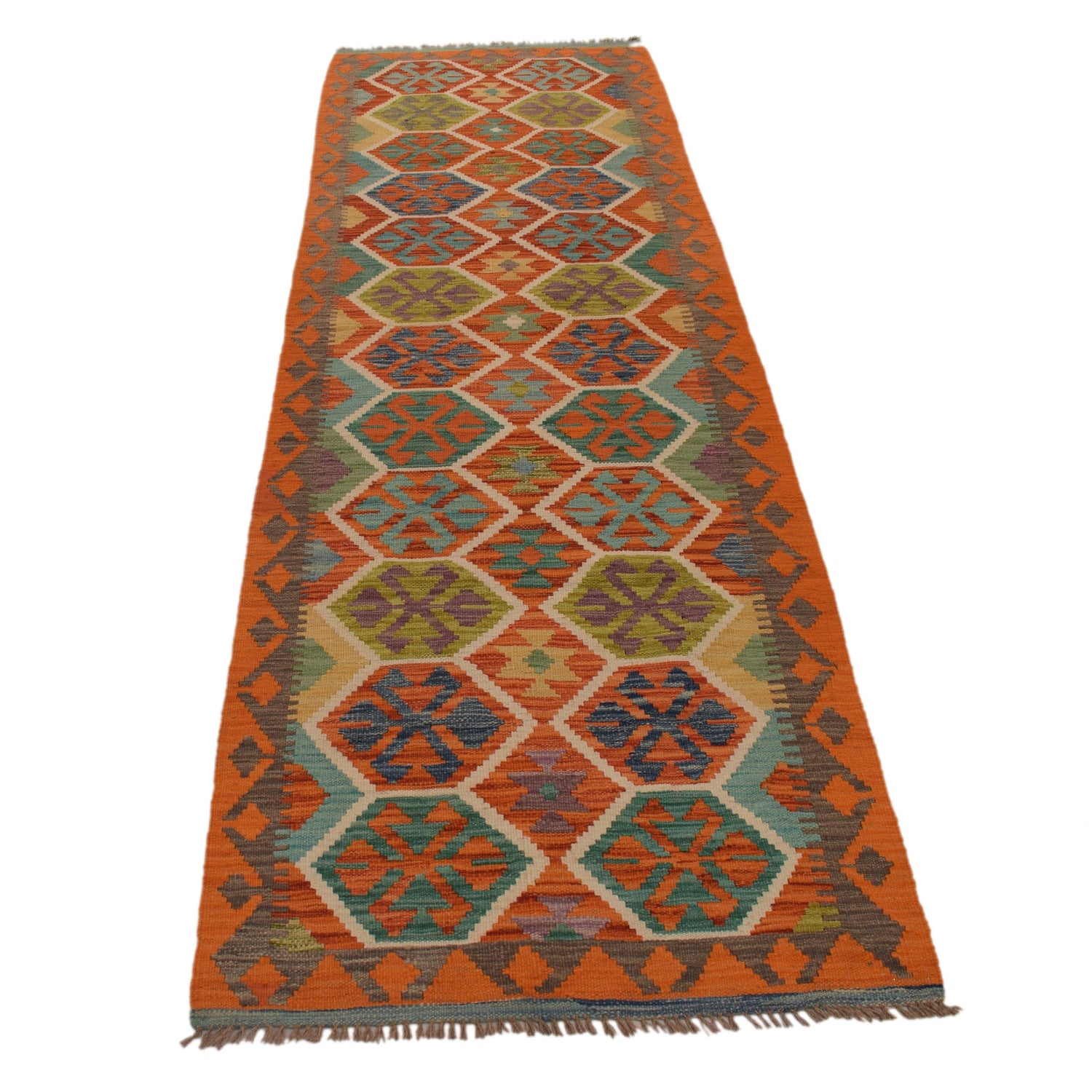 Handmade Multi Kilim Geometric 10' Runner