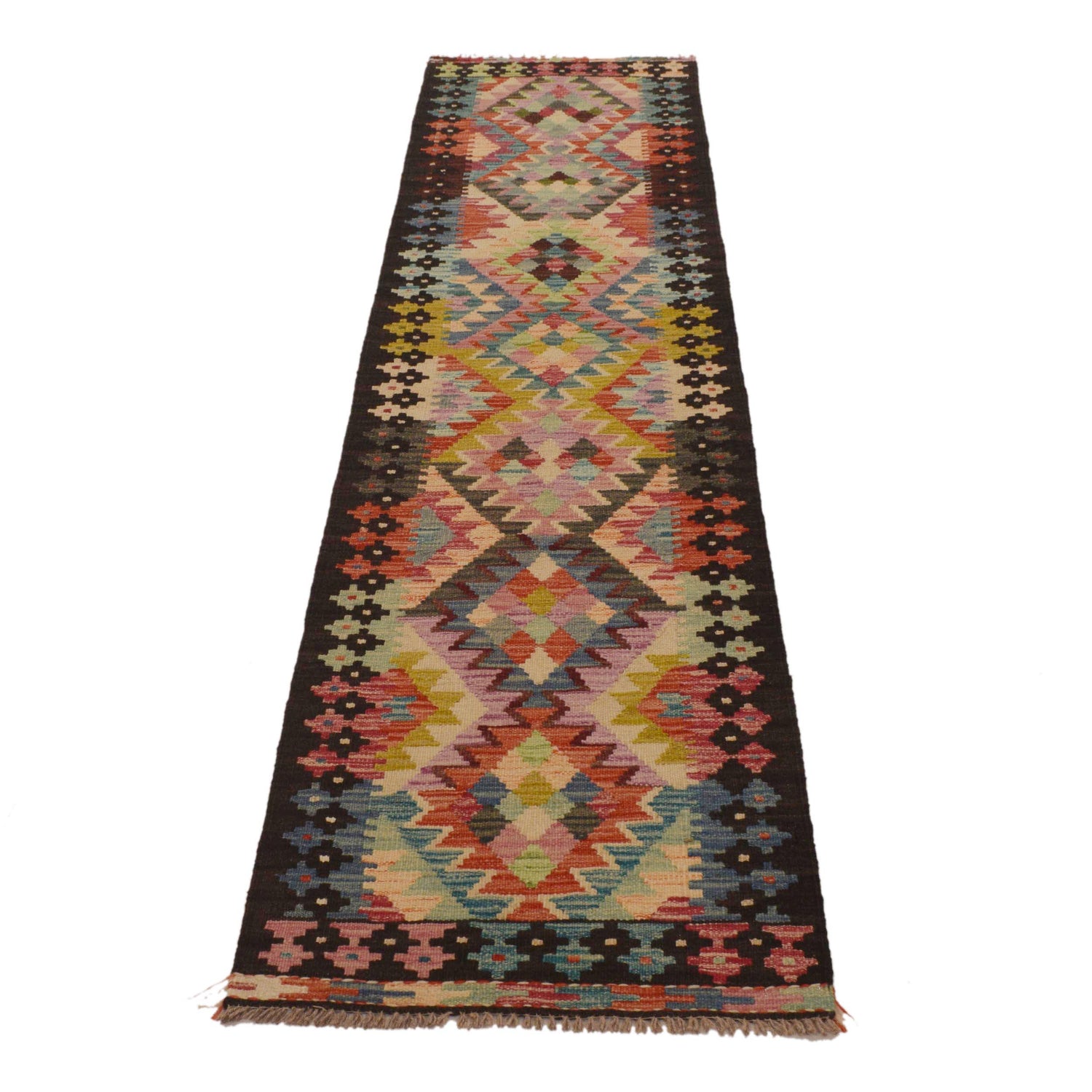 Handmade Multi Kilim Geometric 8' Runner
