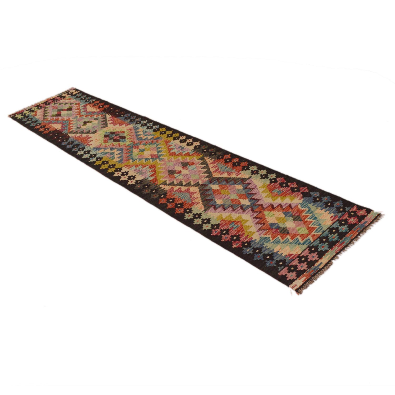 Handmade Multi Kilim Geometric 8' Runner