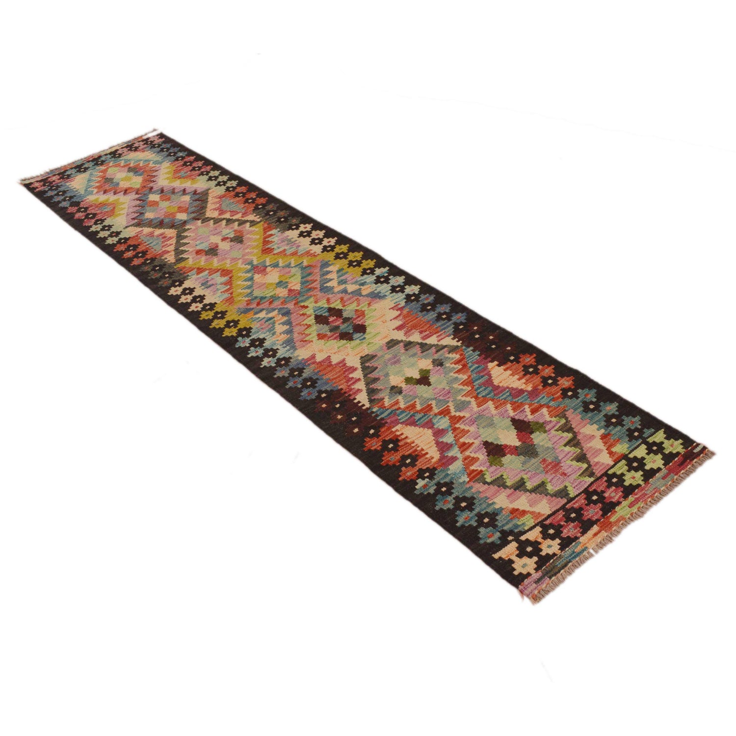 Handmade Multi Kilim Geometric 8' Runner