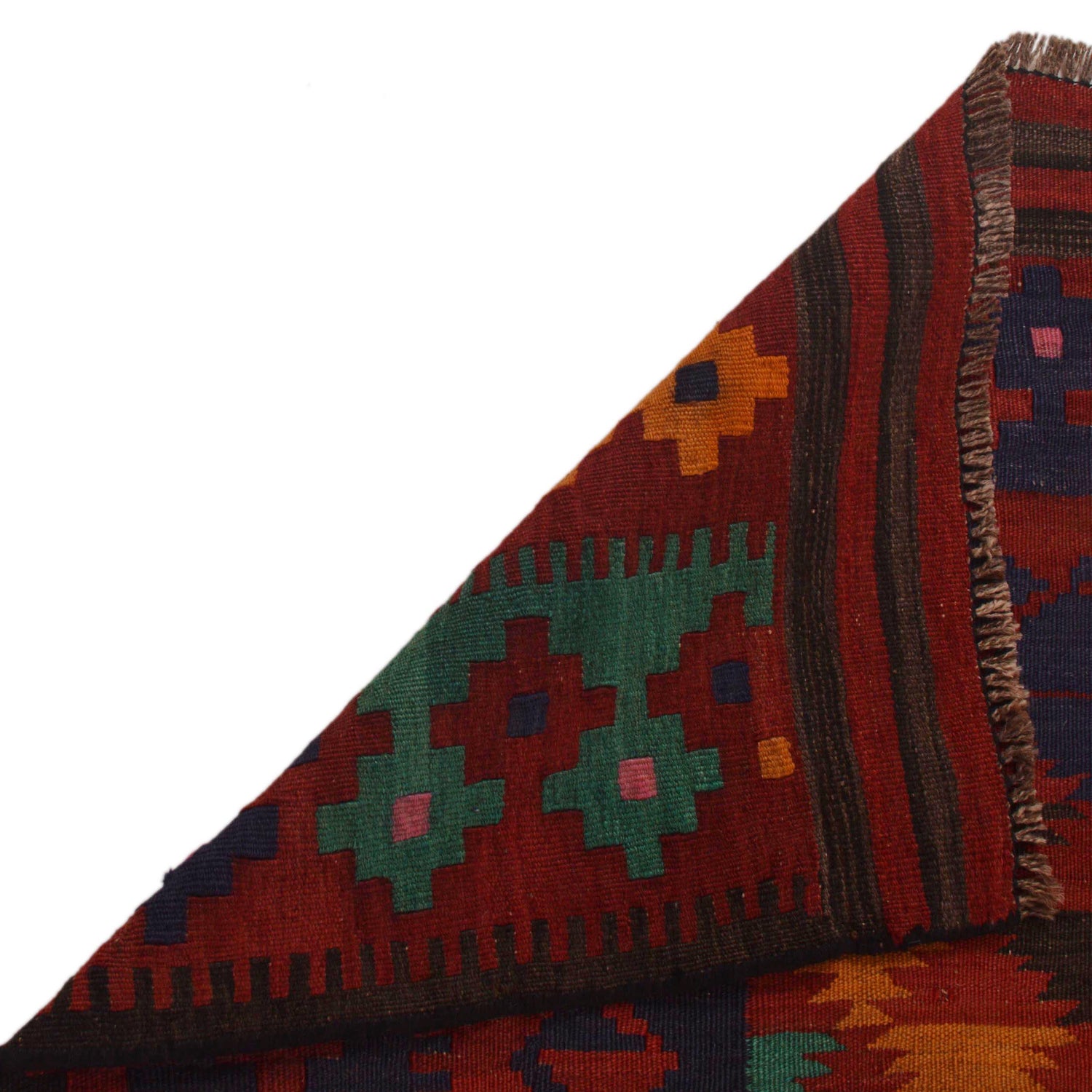 Maimana Kilim Area Rug Handmade Red Floral 6x9 ft