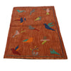 Embroidery Kilim Area Rug Handmade Red Animal 2x4 ft