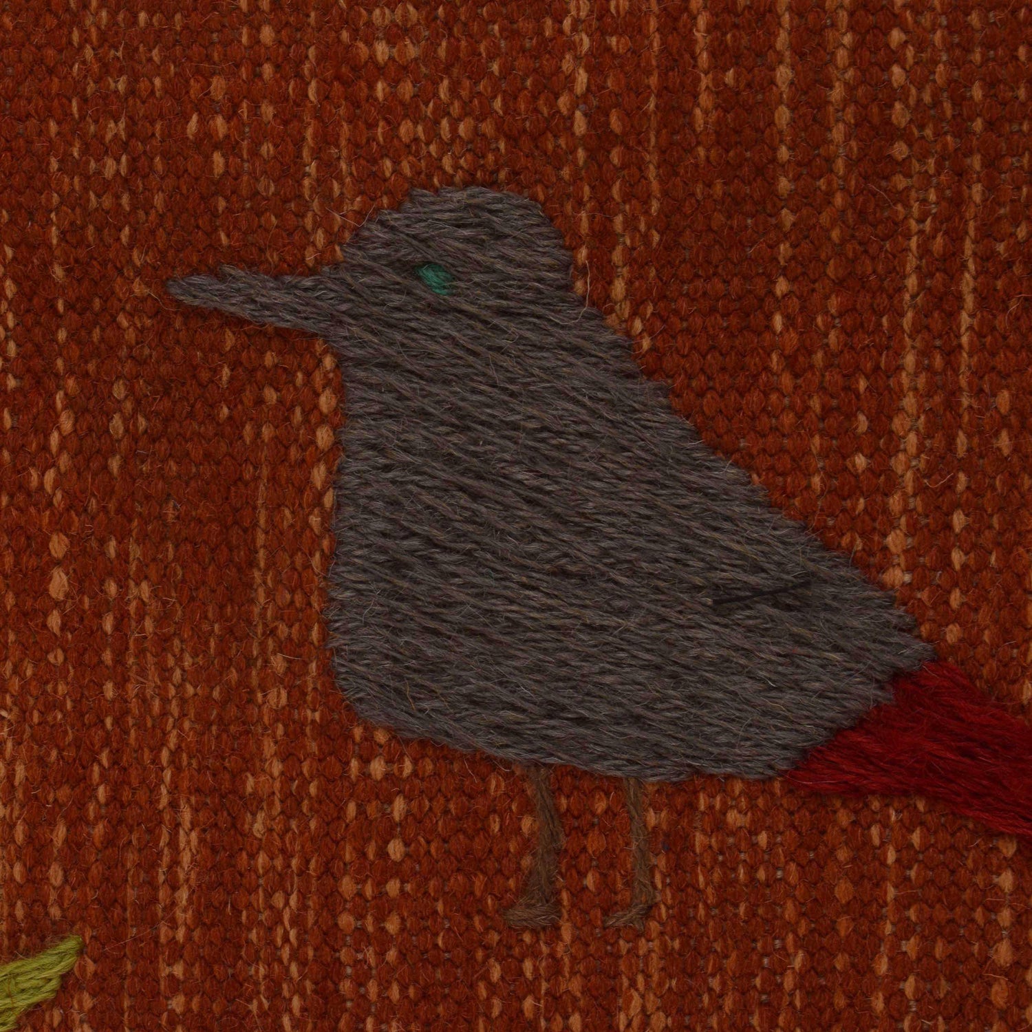 Embroidery Kilim Area Rug Handmade Red Animal 2x4 ft
