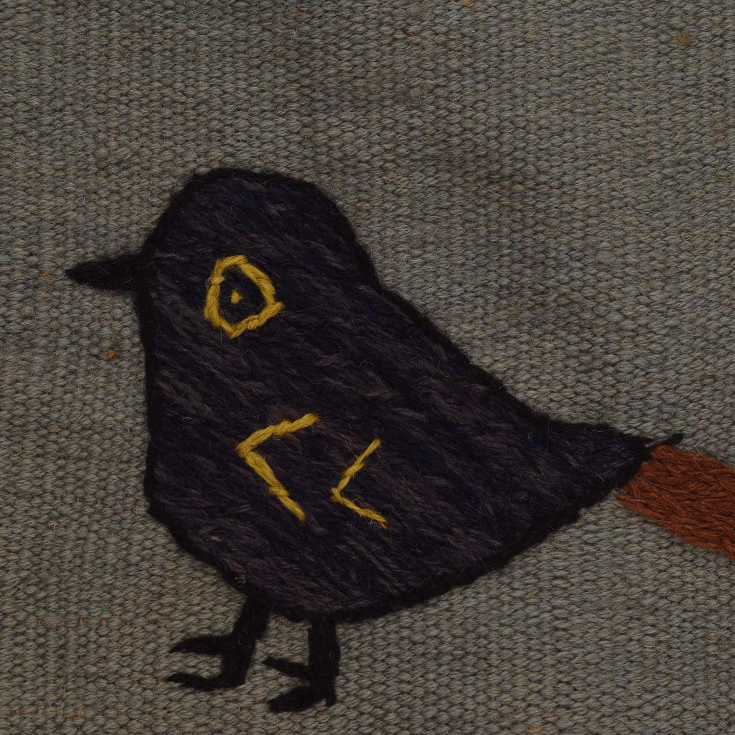 Embroidery Kilim Area Rug Handmade Gray Animal 4x6 ft