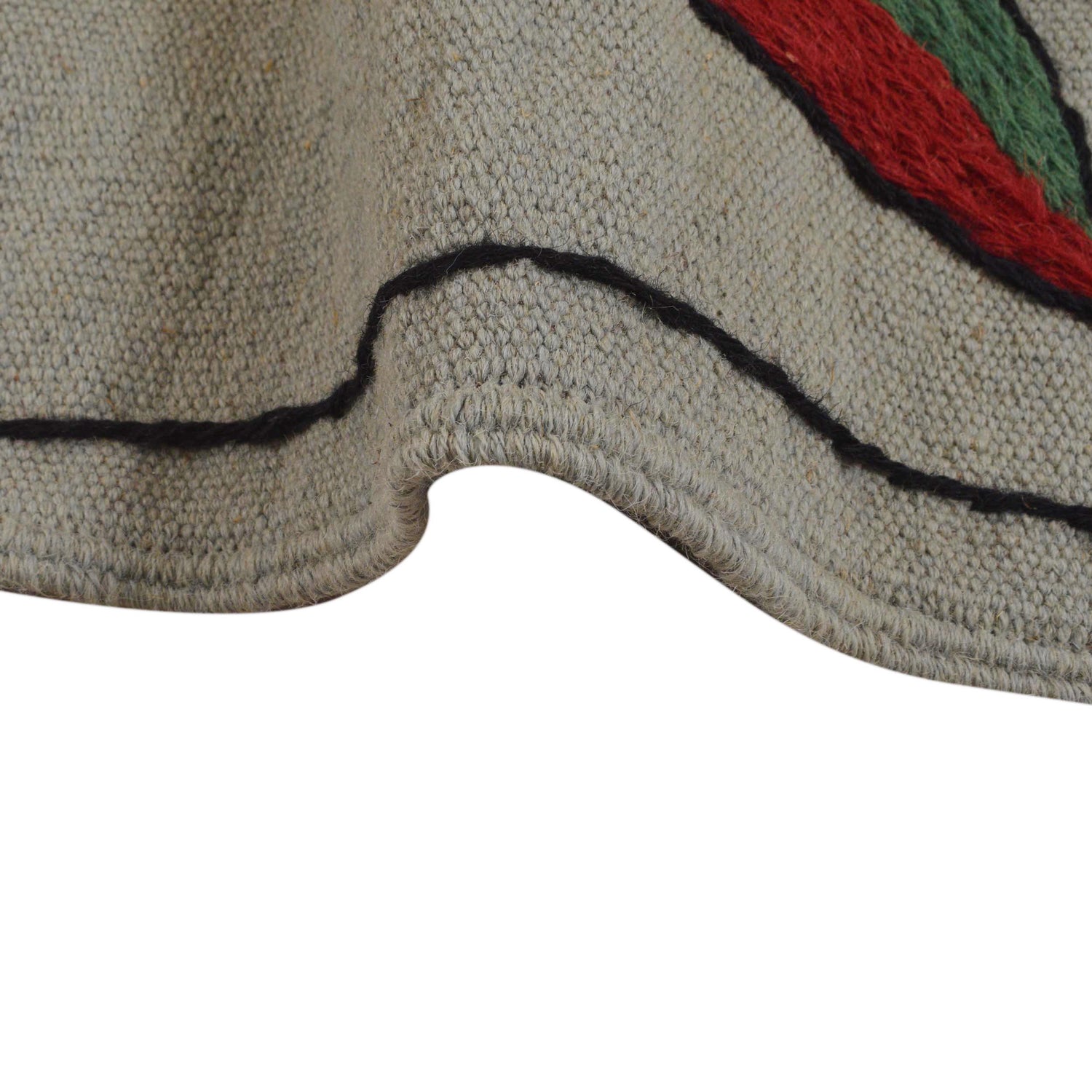 Embroidery Kilim Area Rug Handmade Gray Animal 4x6 ft