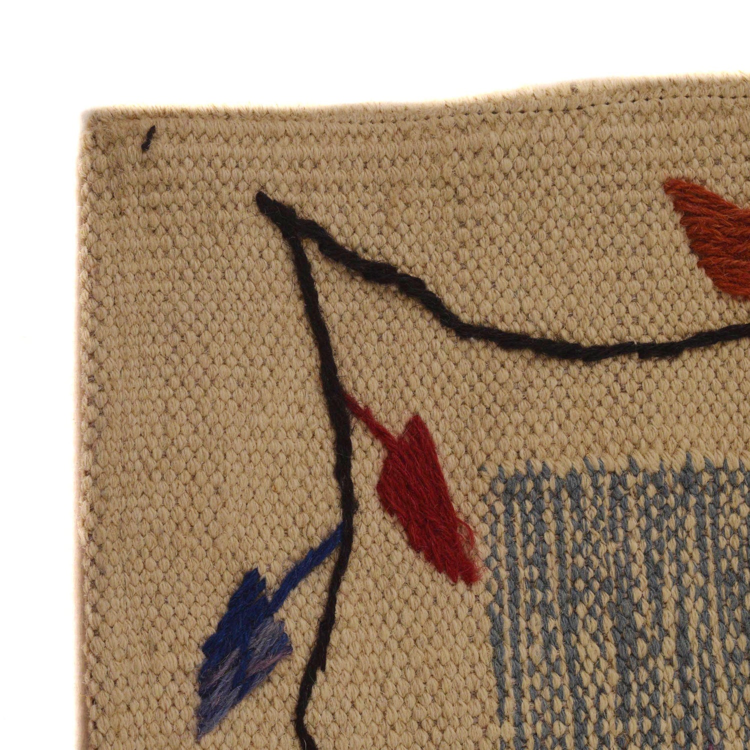 Embroidery Kilim Area Rug Handmade Multi Animal 5x8 ft