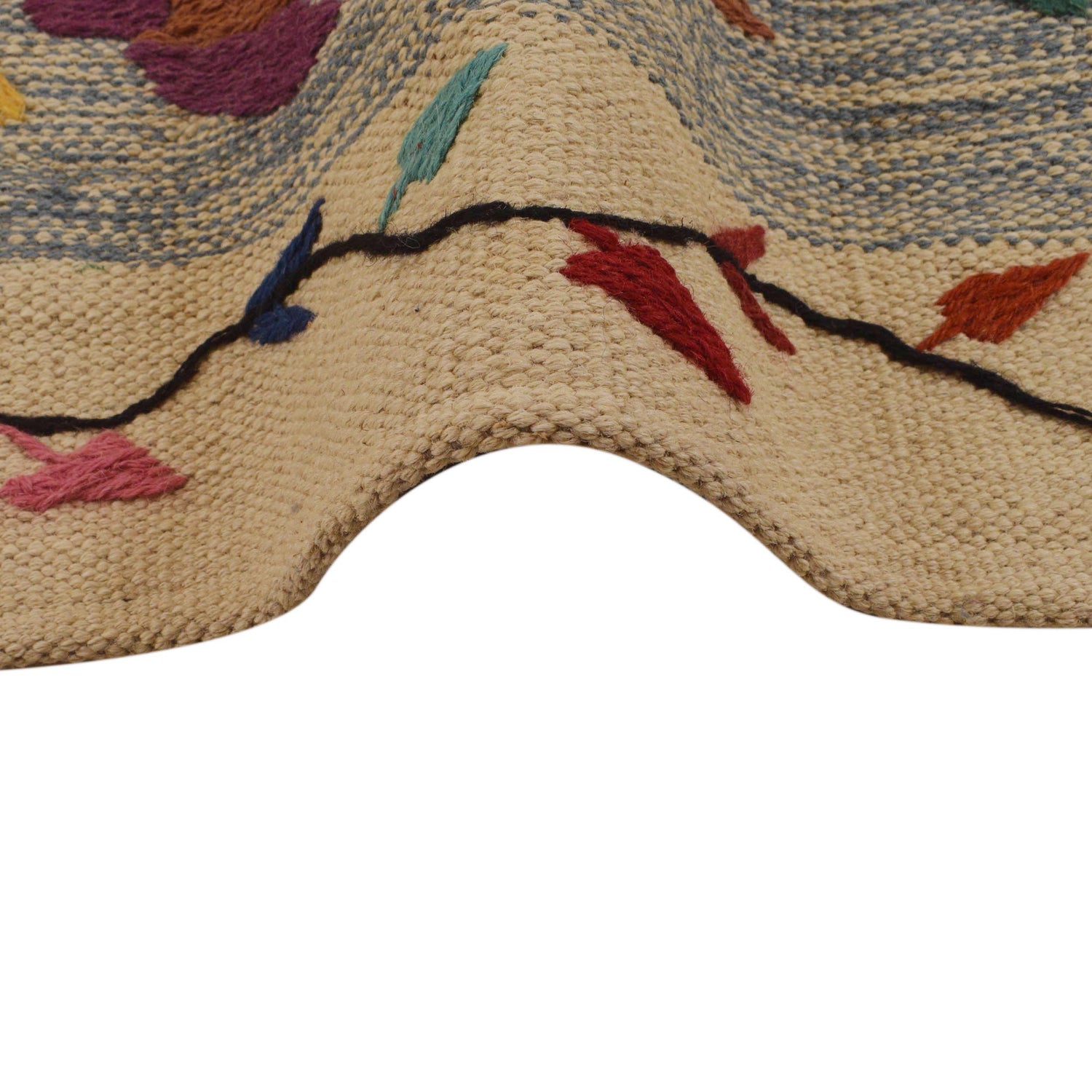 Embroidery Kilim Area Rug Handmade Multi Animal 5x8 ft