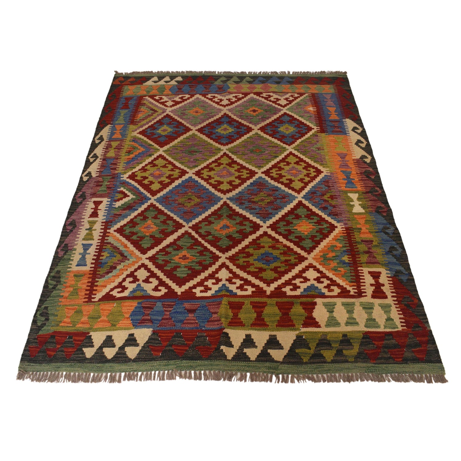 Handmade Multi Kilim Geometric 4x7 ft