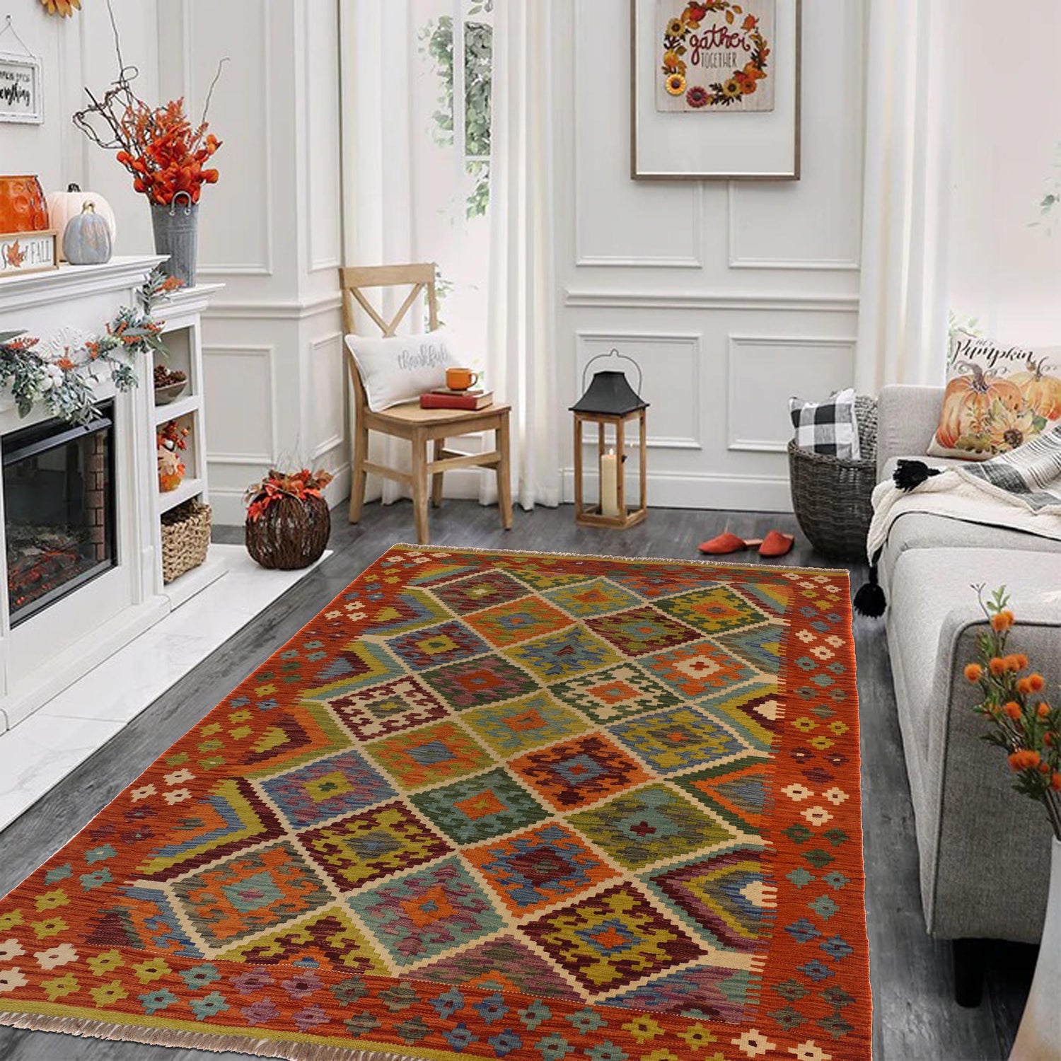 Handmade Multi Kilim Geometric 4x7 ft