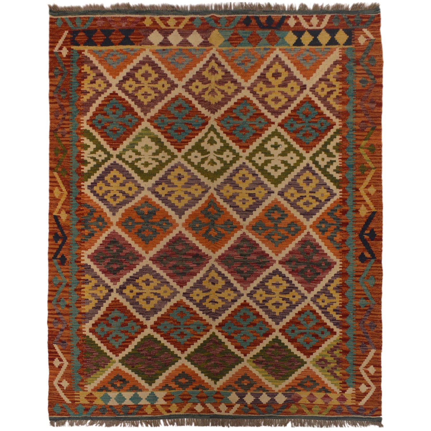 Handmade Multi Kilim Geometric 4x7 ft
