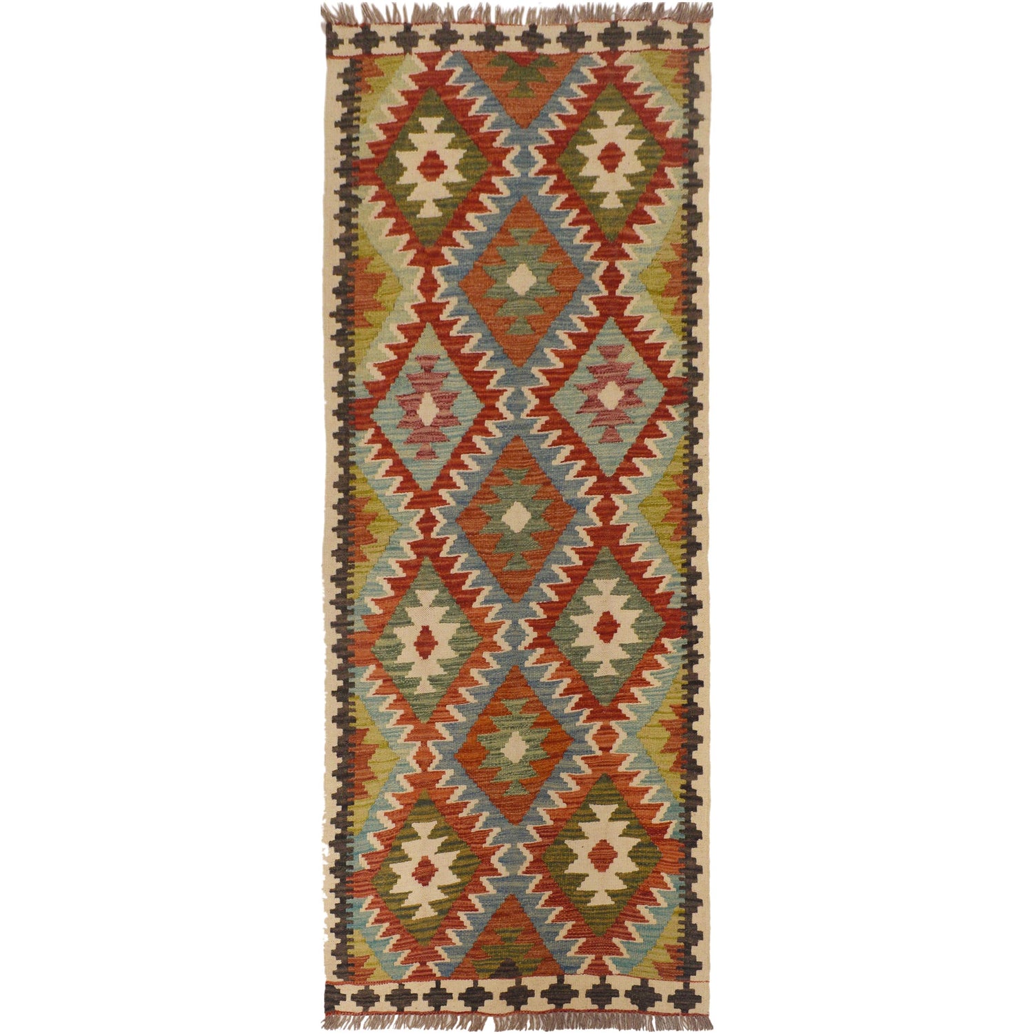 Handmade Multi Kilim Geometric 6' Runner