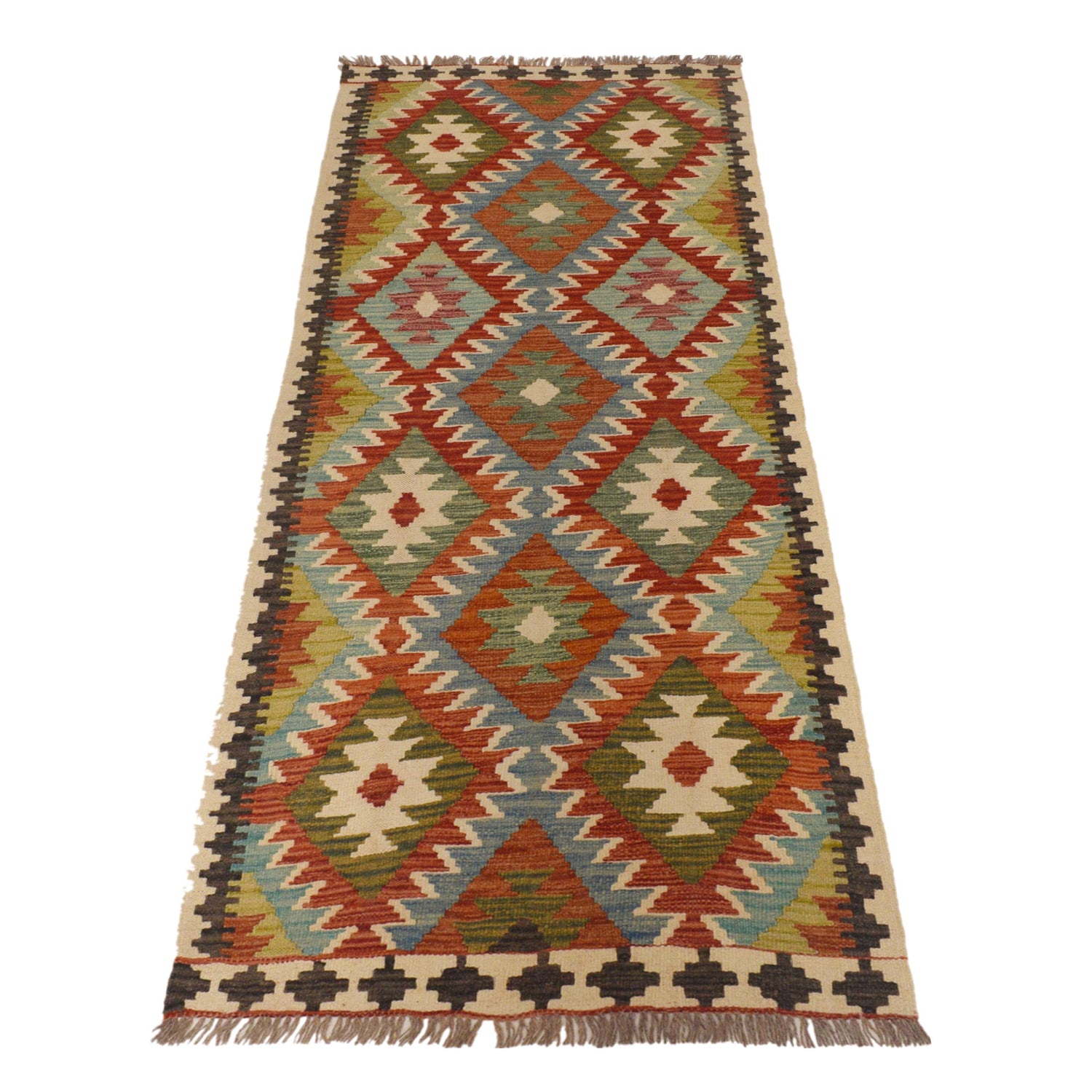 Handmade Multi Kilim Geometric 6' Runner