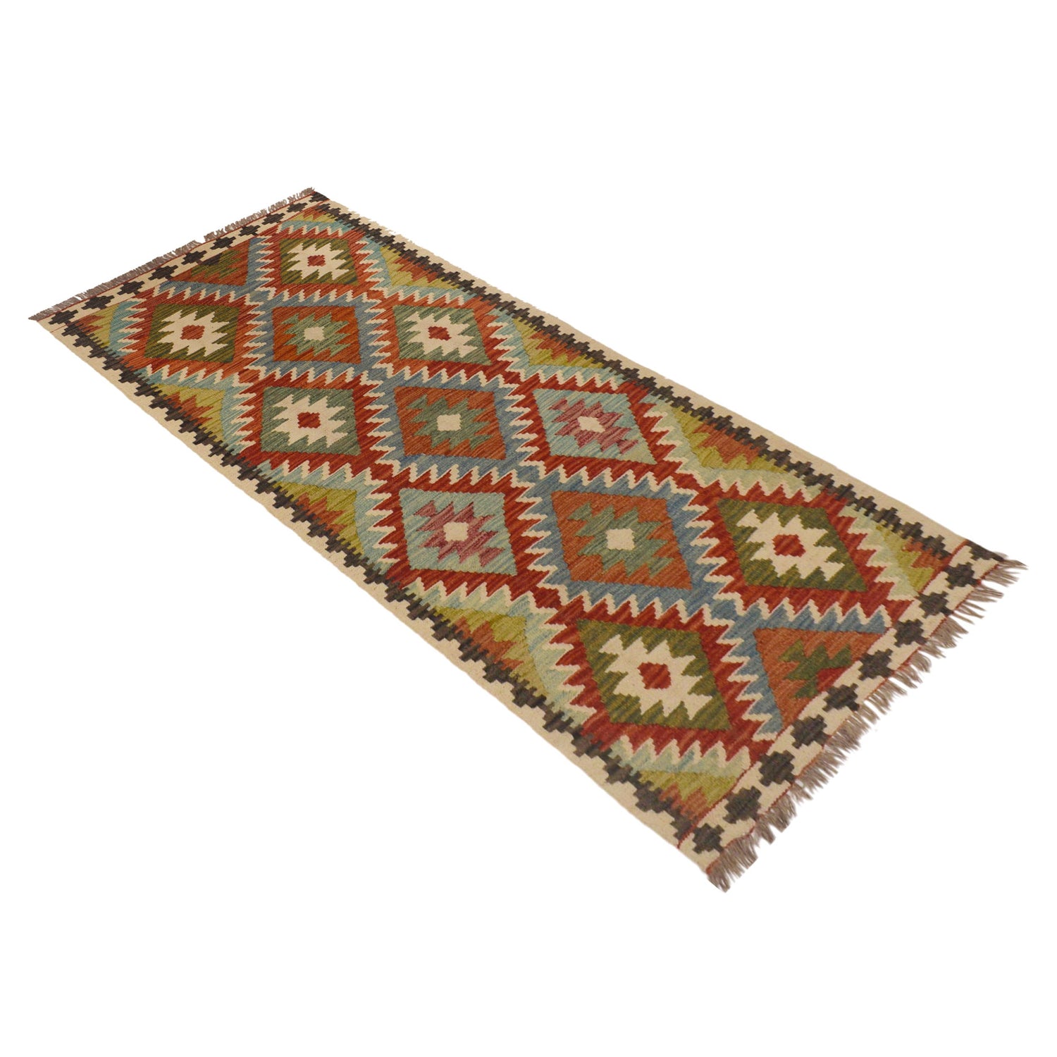 Handmade Multi Kilim Geometric 6' Runner