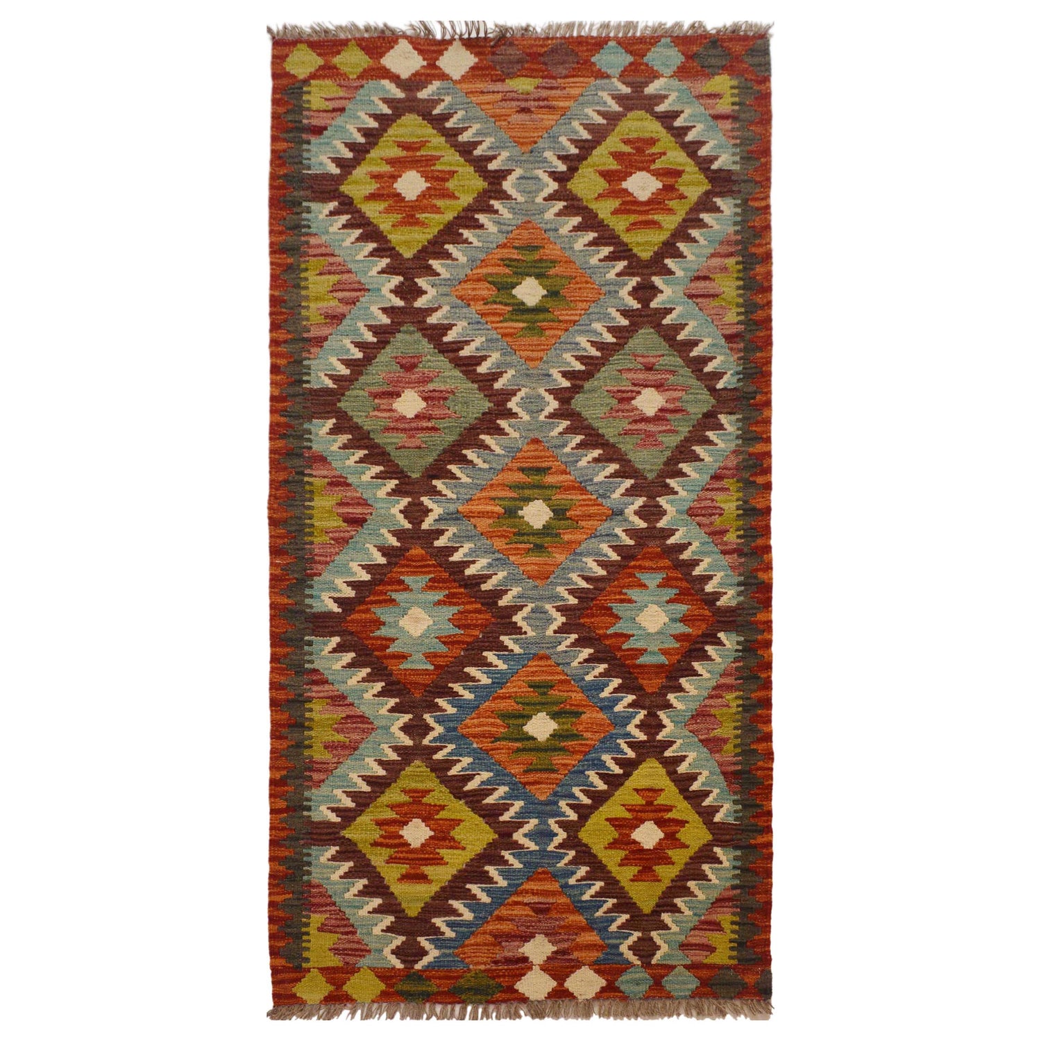 Handmade Multi Kilim Geometric 6' Runner