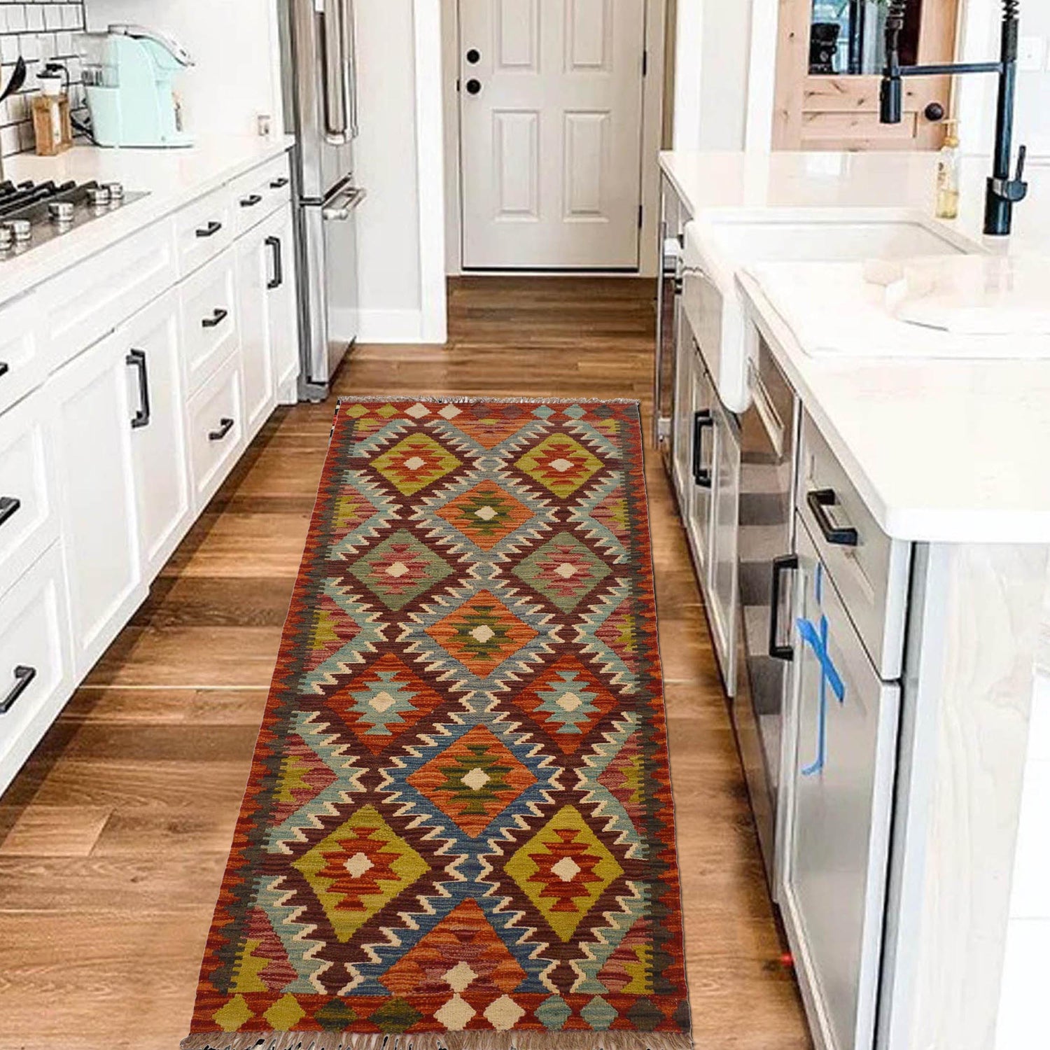 Handmade Multi Kilim Geometric 6' Runner