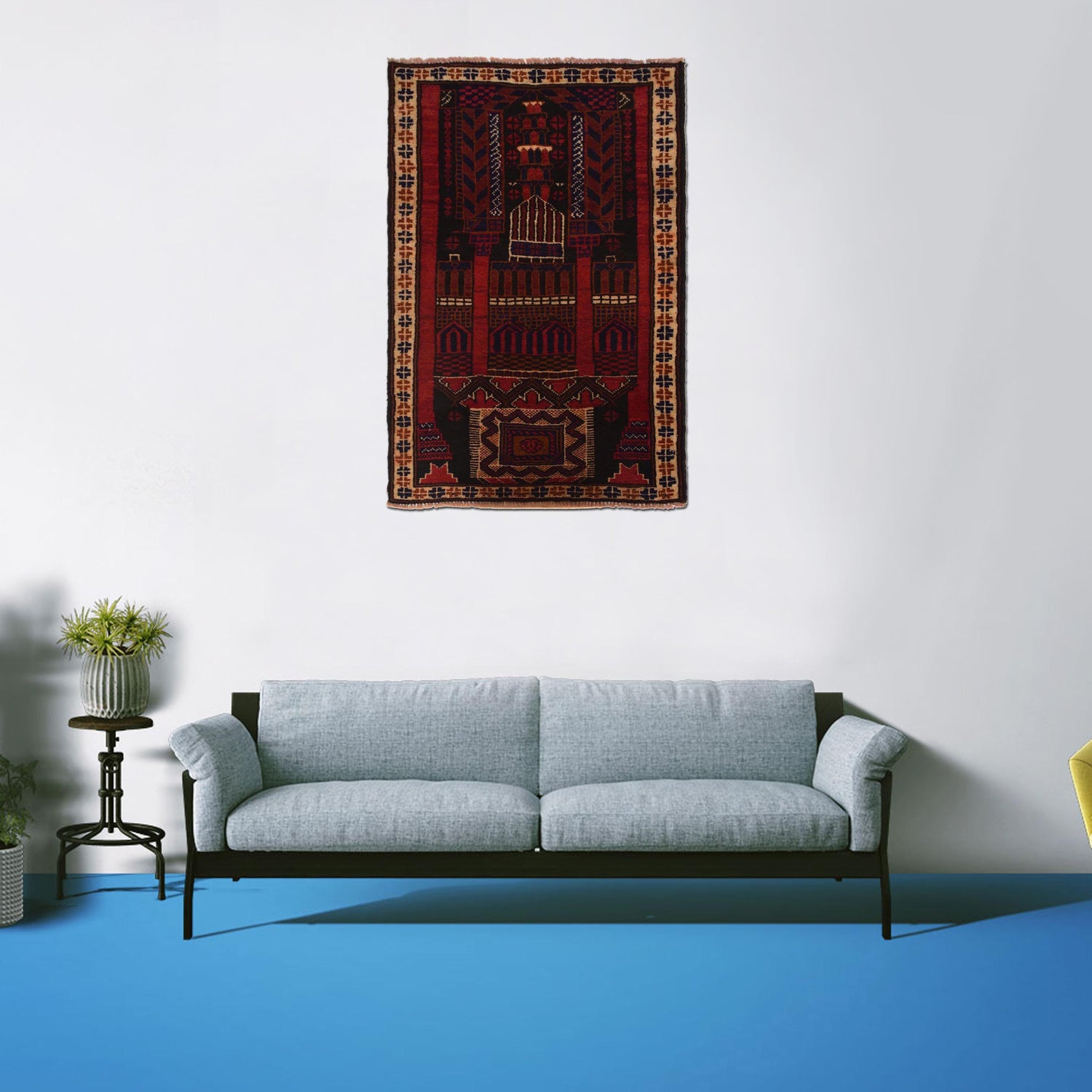 Baluchi Rug Handmade Multi Prayer Design 3x5 ft