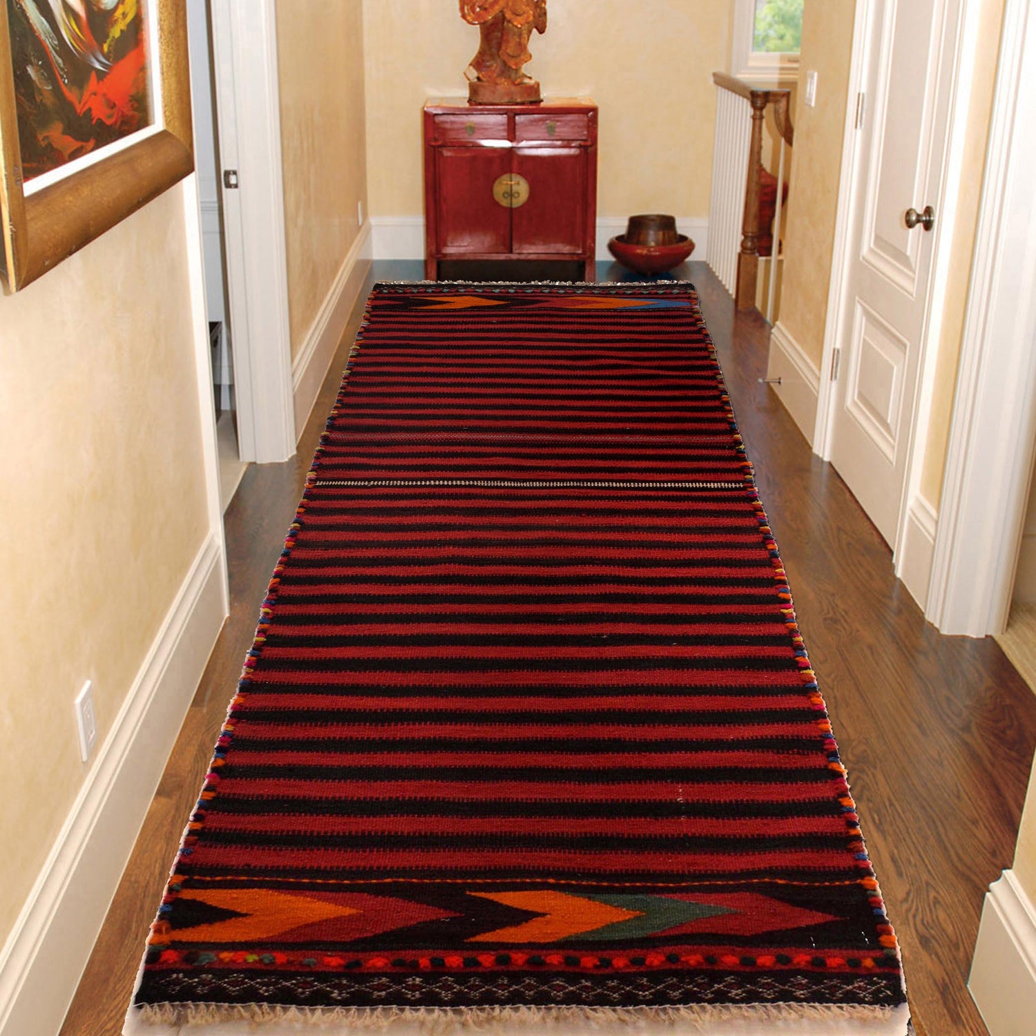 Maimana Kilim Area Rug Runner Handmade Multi Floral 6'