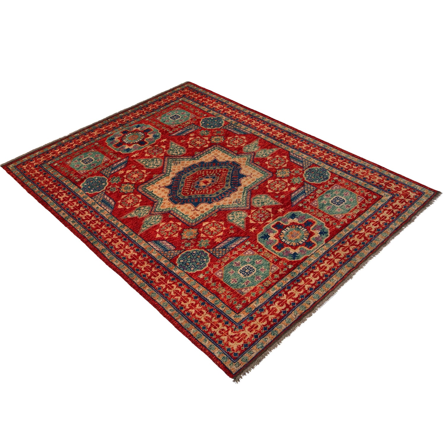 Shirazi Area Rug Handmade Red Medallion 7x10 ft