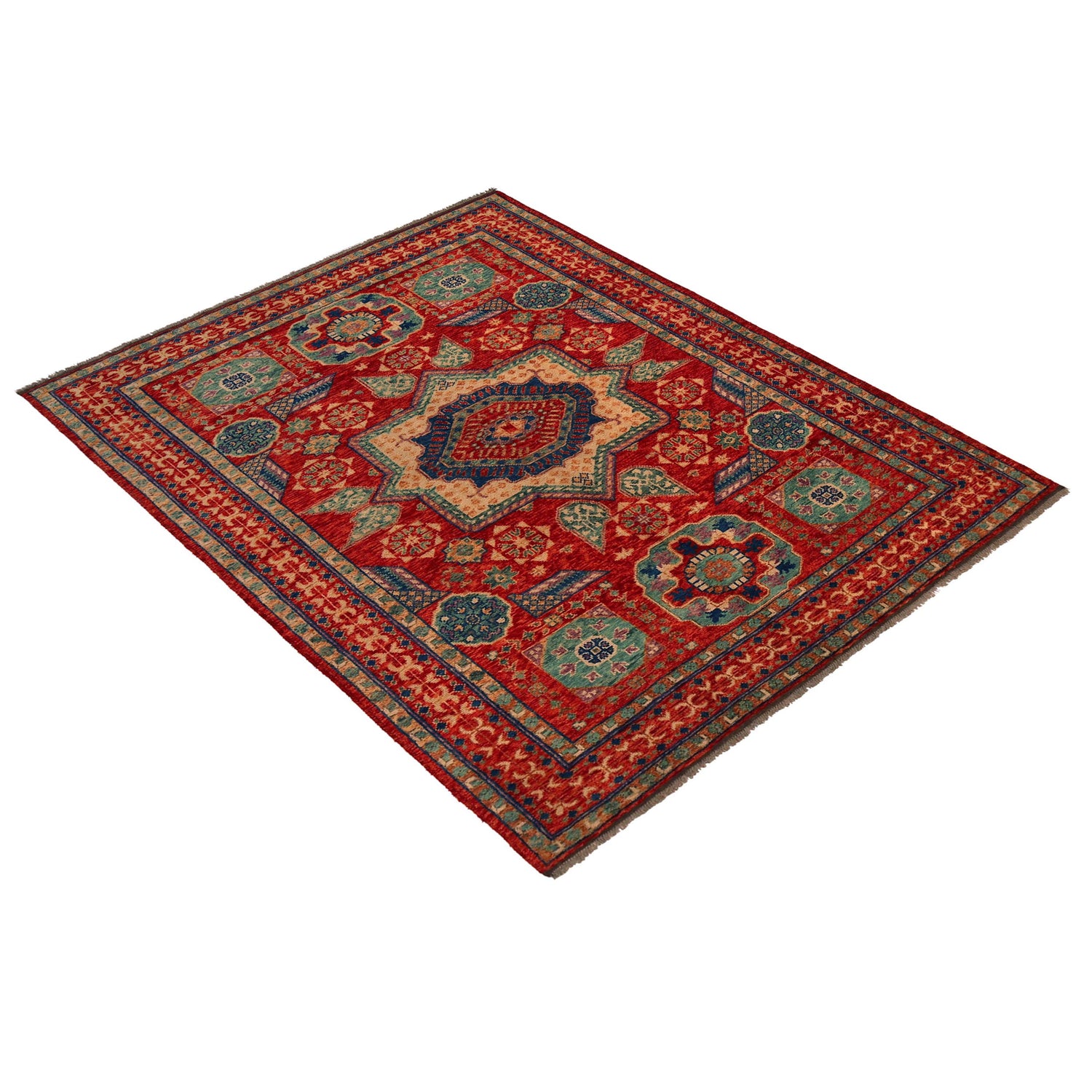 Shirazi Area Rug Handmade Red Medallion 7x10 ft