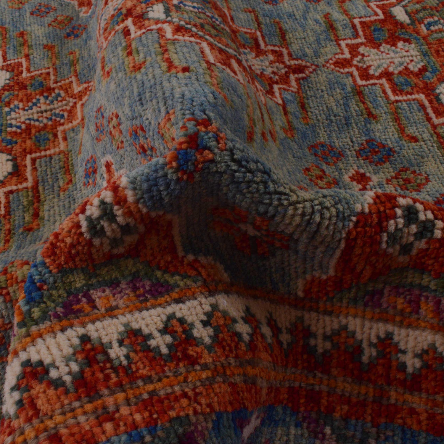 Shirazi Area Rug Handmade Blue Medallion 4x7 ft