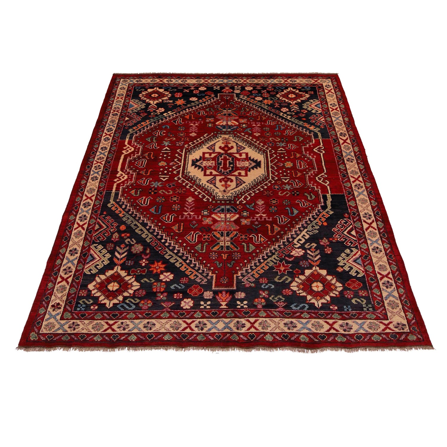 Shirazi Area Rug Handmade Red Medallion 7x10 ft