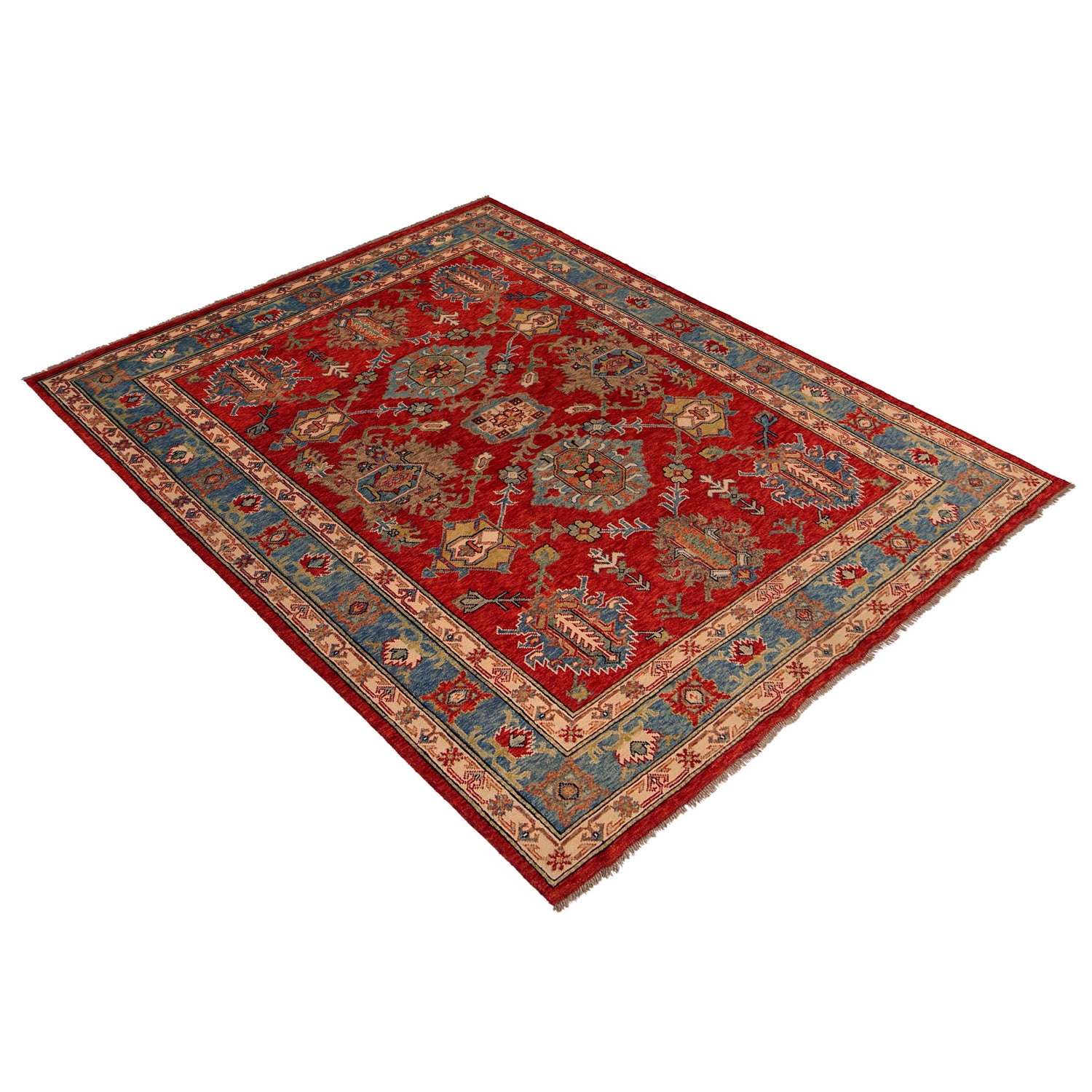 Oushak Area Rug Handmade Red Floral 7x10 ft