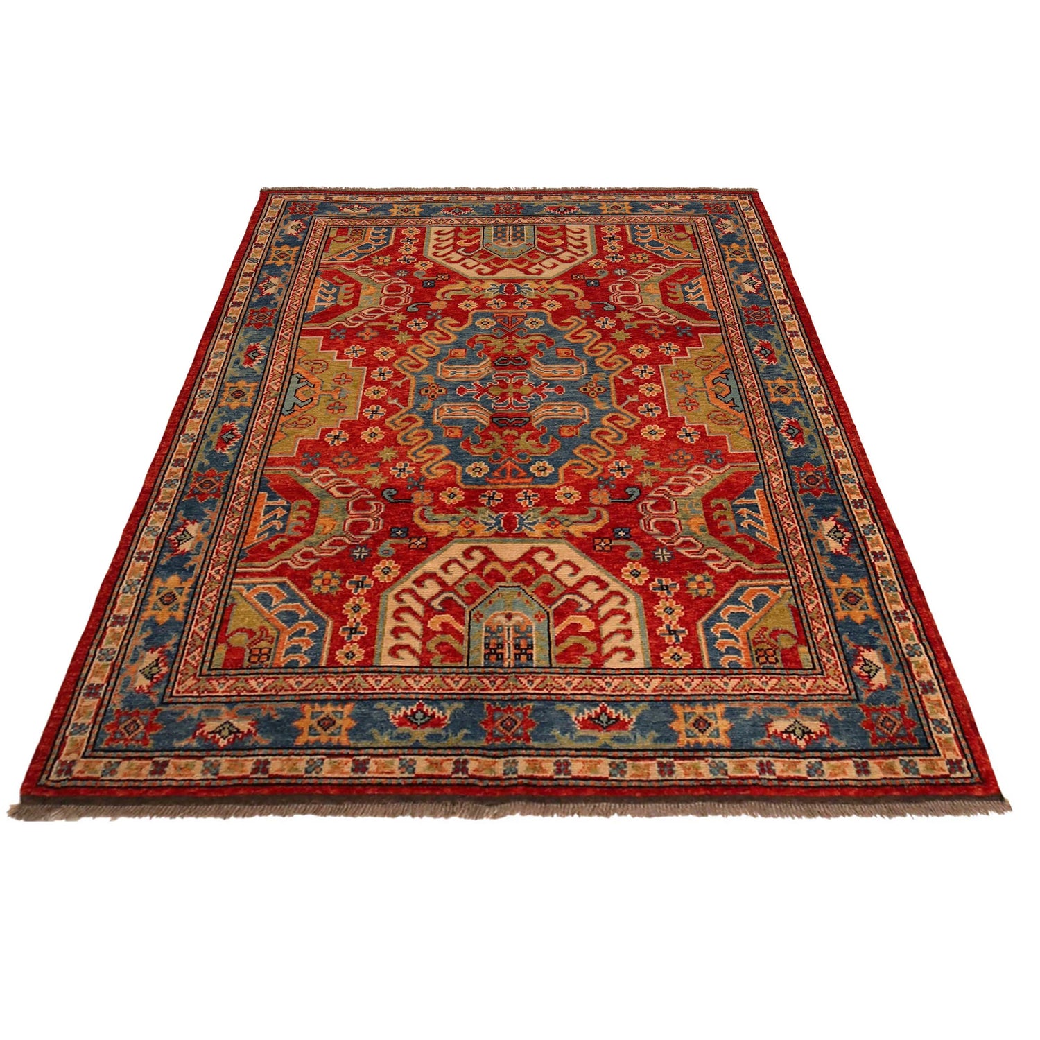 Shirazi Area Rug Handmade Red Medallion 4x7 ft