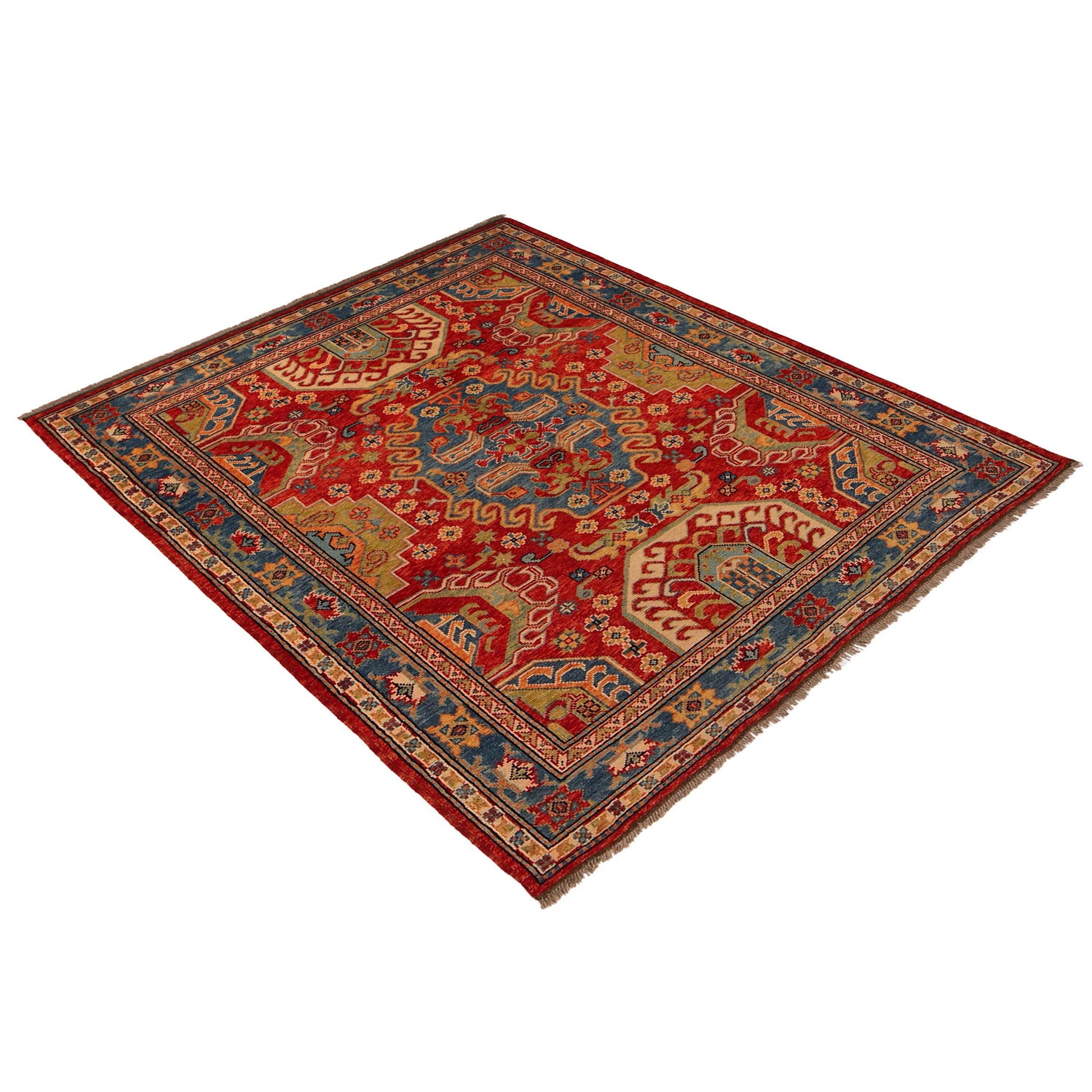 Shirazi Area Rug Handmade Red Medallion 4x7 ft
