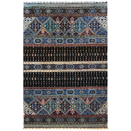 Gabbeh Area Rug Handmade Multi Medallion 7x10 ft