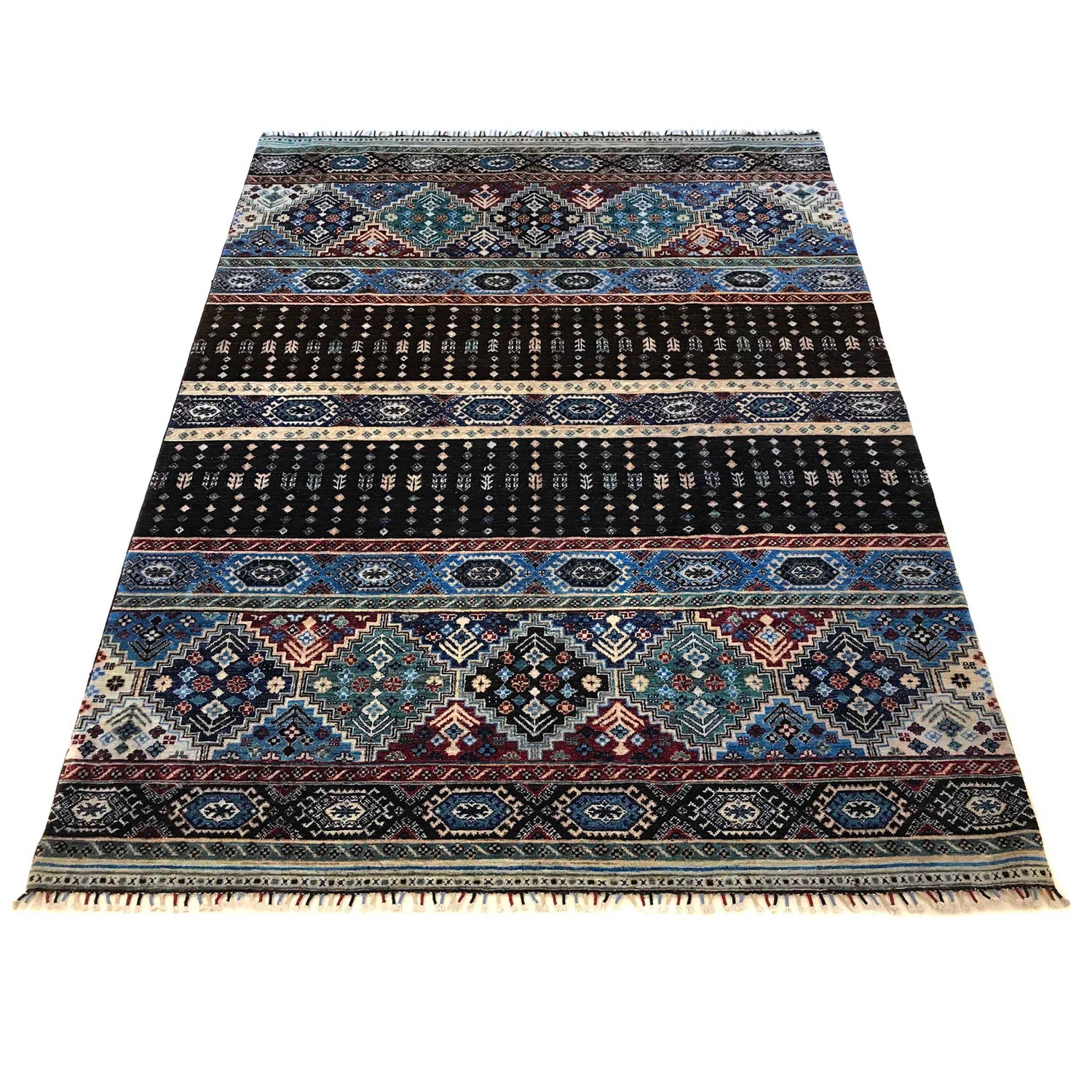 Gabbeh Area Rug Handmade Multi Medallion 7x10 ft