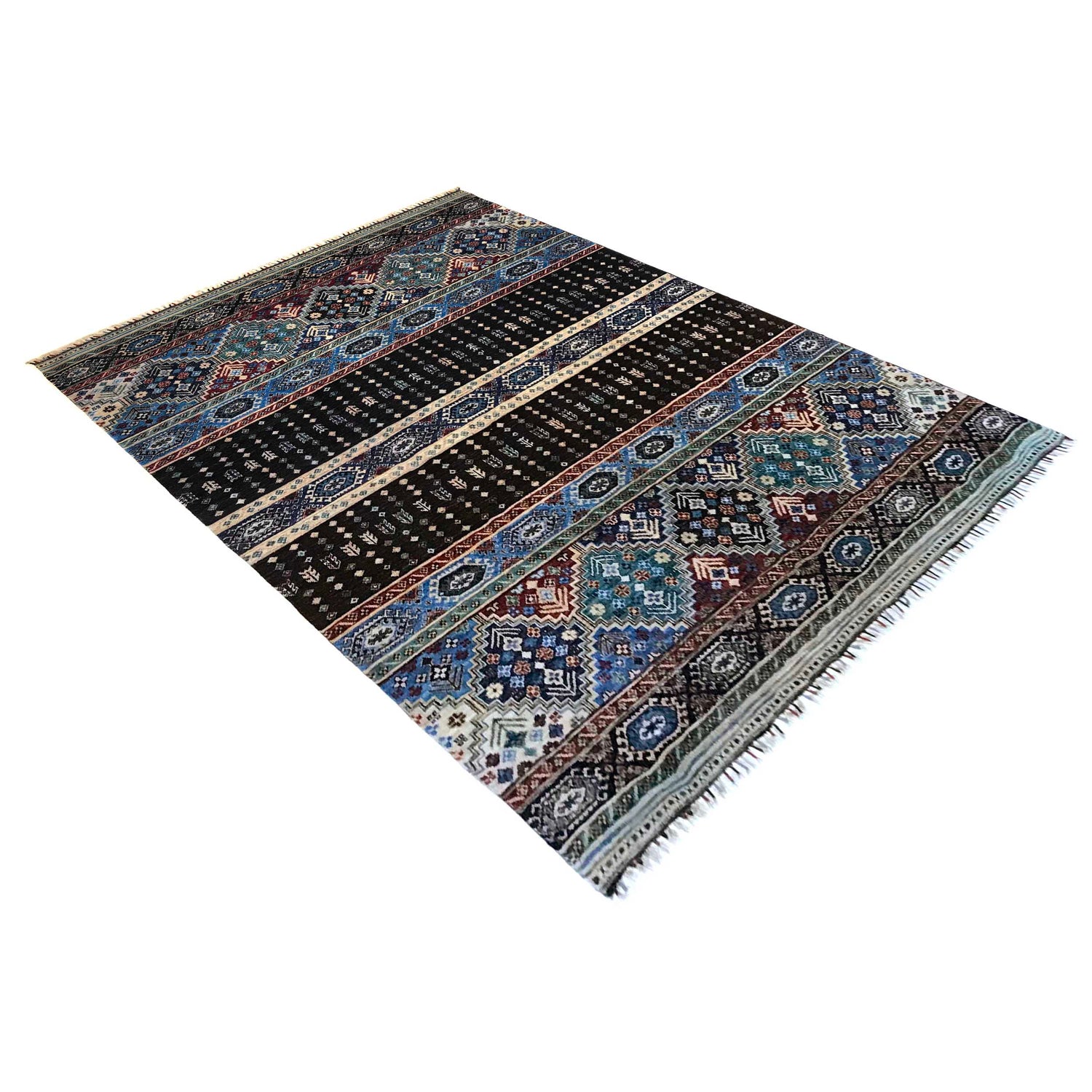 Gabbeh Area Rug Handmade Multi Medallion 7x10 ft