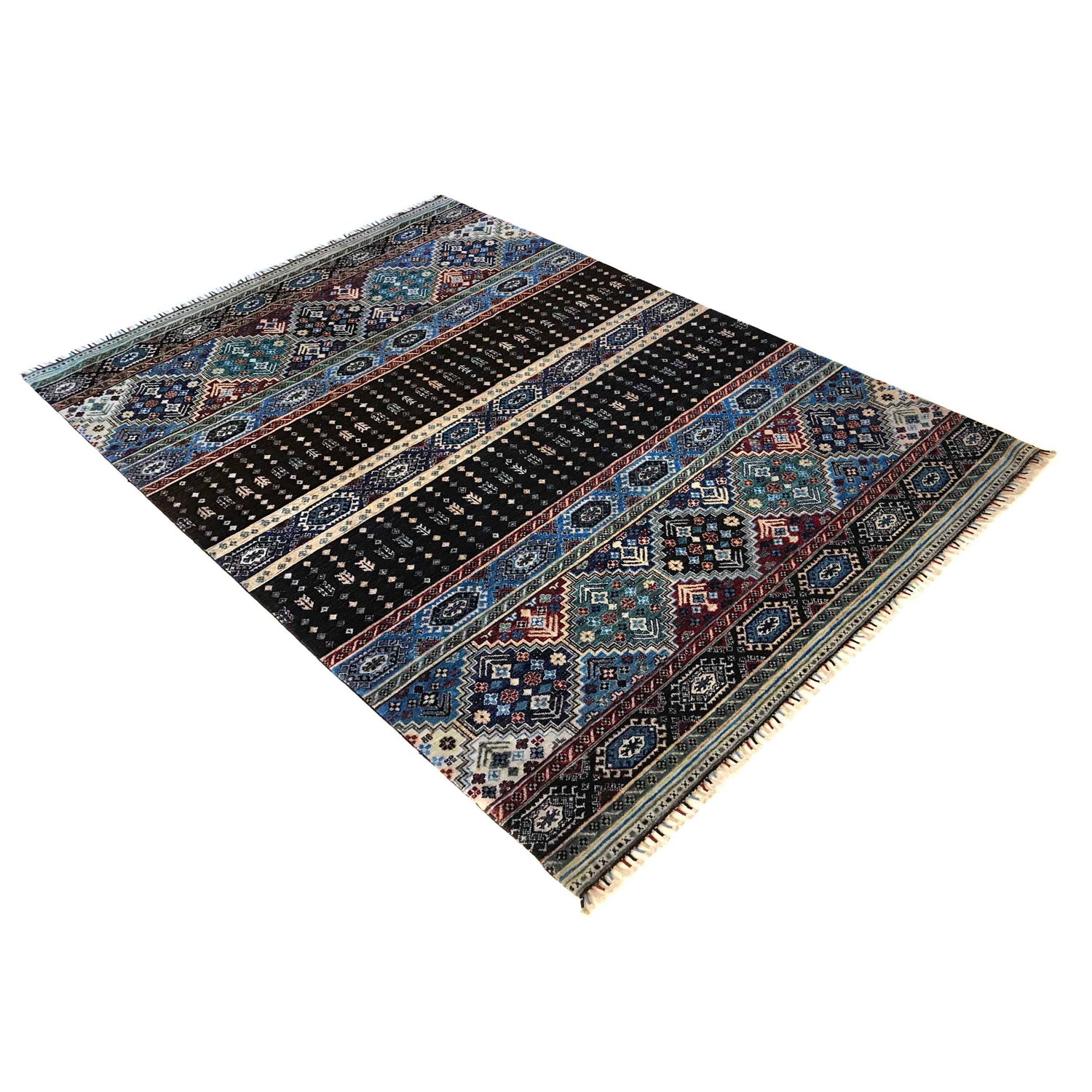 Gabbeh Area Rug Handmade Multi Medallion 7x10 ft