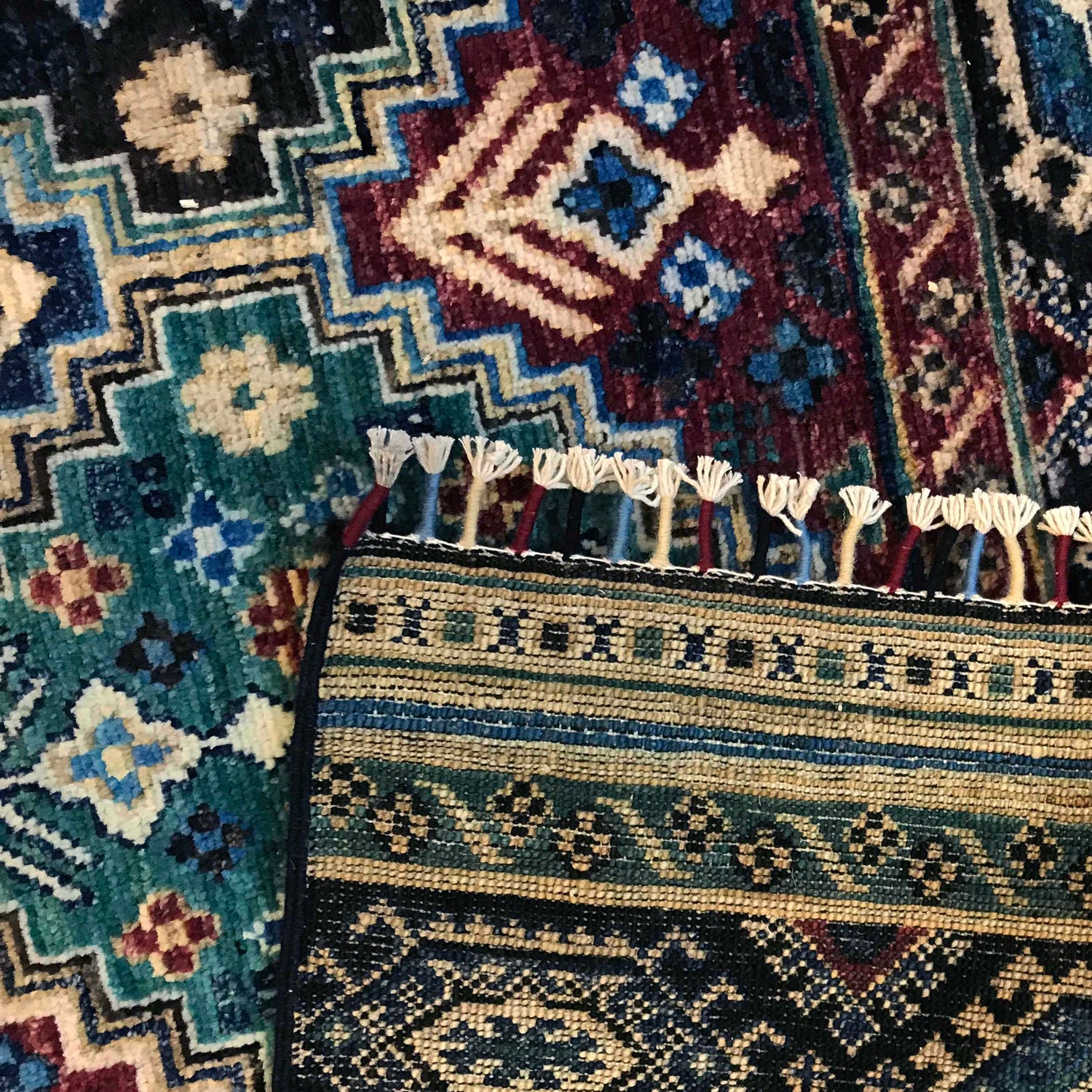 Gabbeh Area Rug Handmade Multi Medallion 7x10 ft
