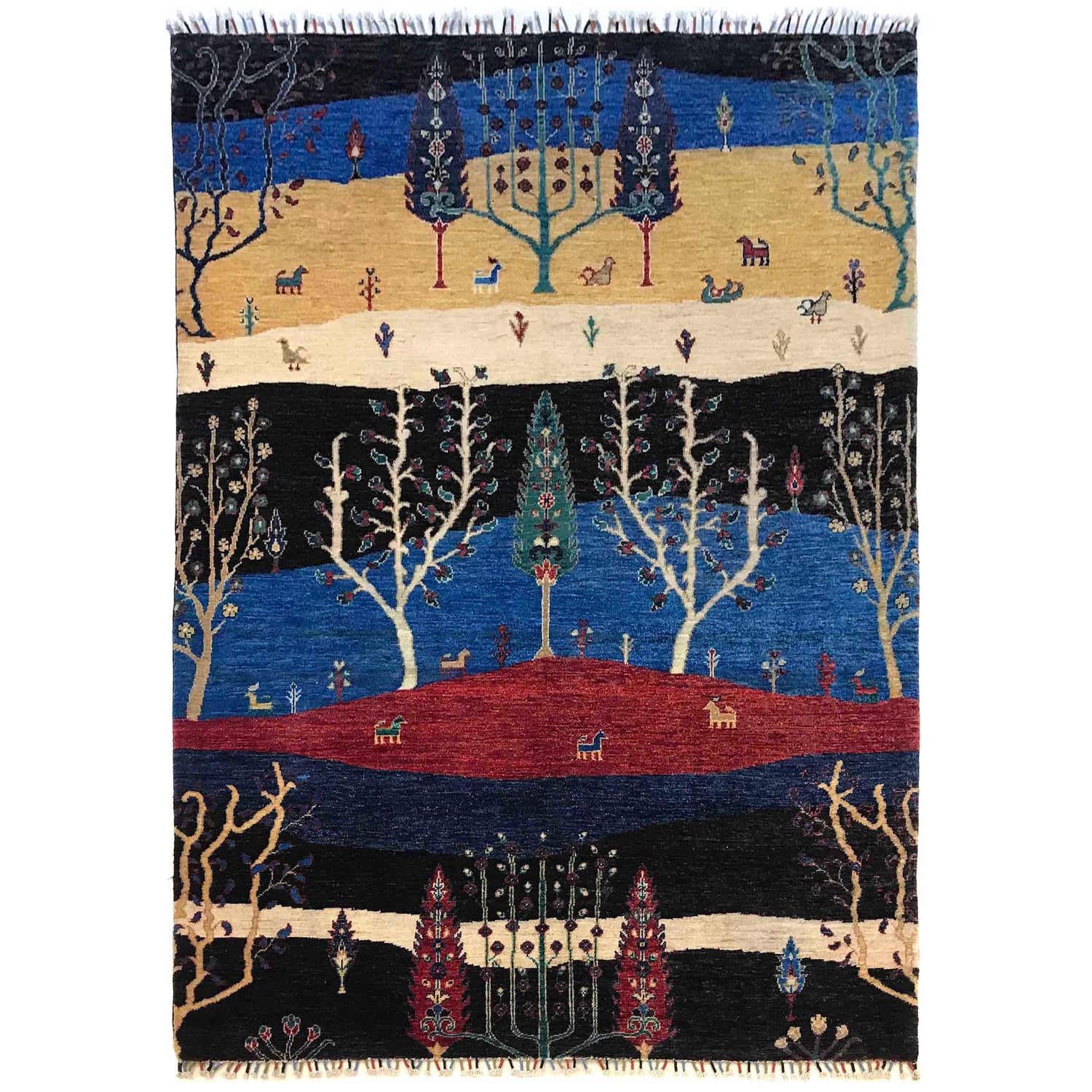 Tree Of Life Area Rug Handmade Multi Floral 5x8 ft