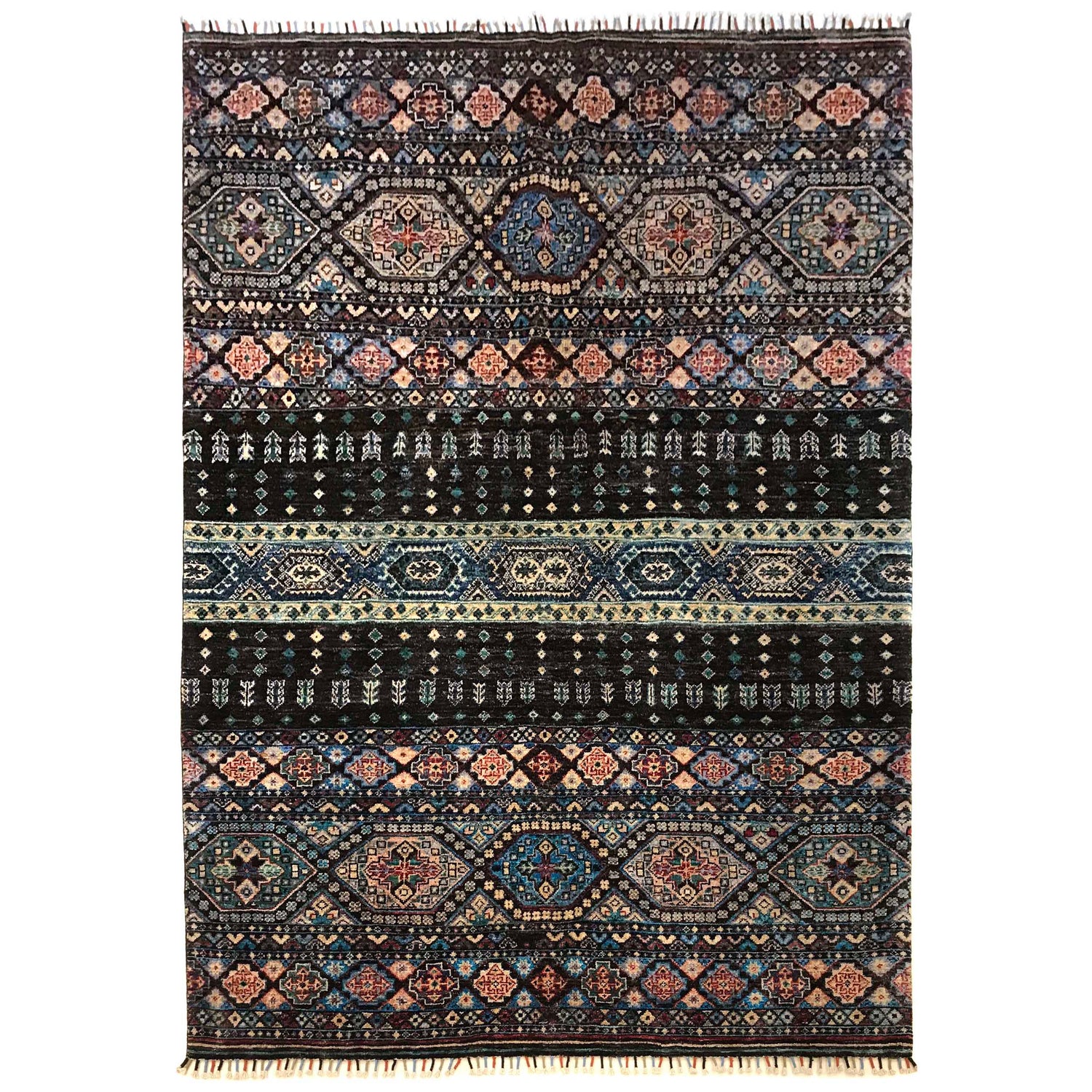 Gabbeh Area Rug Handmade Multi Medallion 5x8 ft