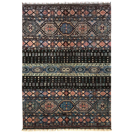 Gabbeh Area Rug Handmade Multi Medallion 5x8 ft